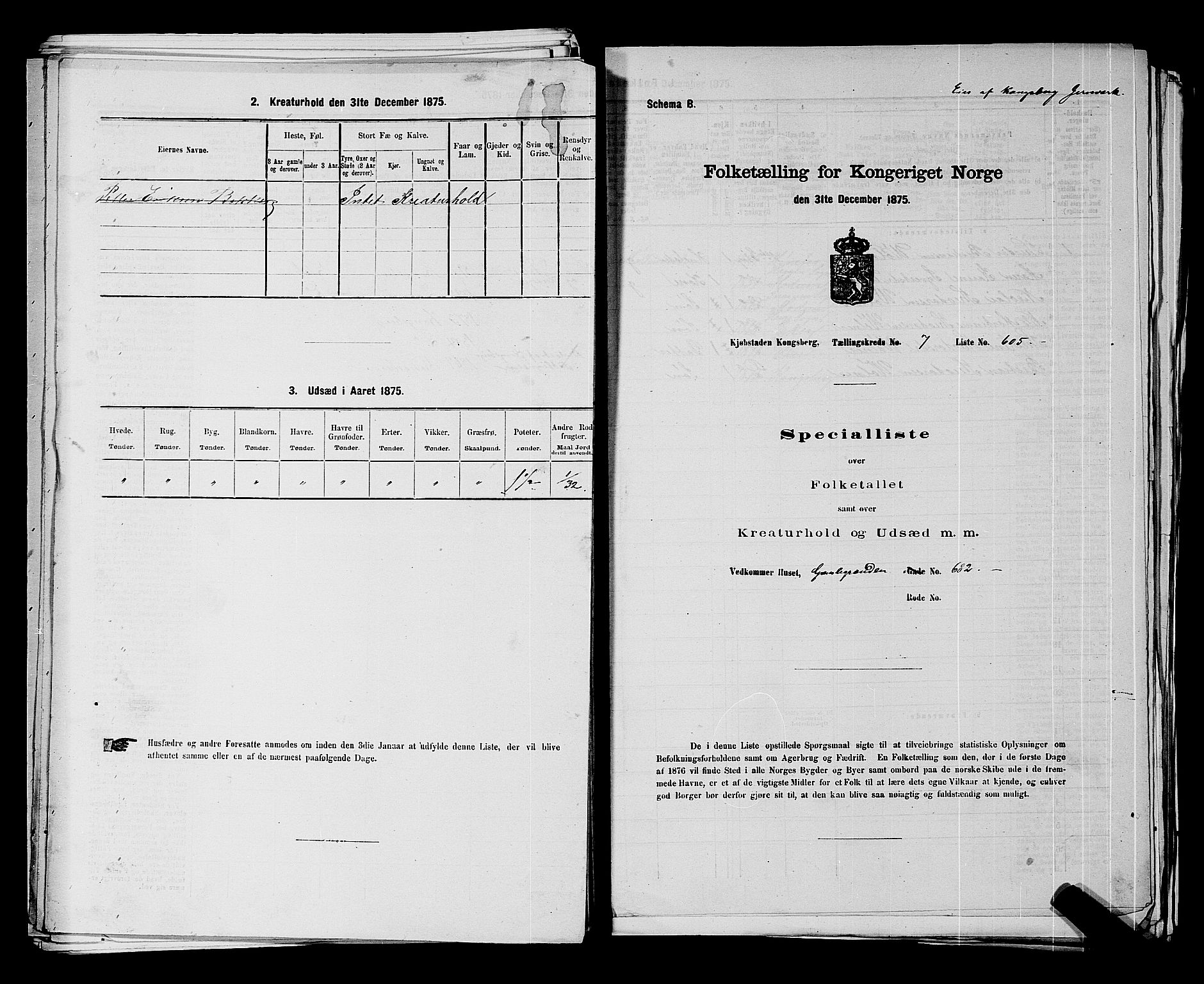 SAKO, 1875 census for 0604B Kongsberg/Kongsberg, 1875, p. 1333