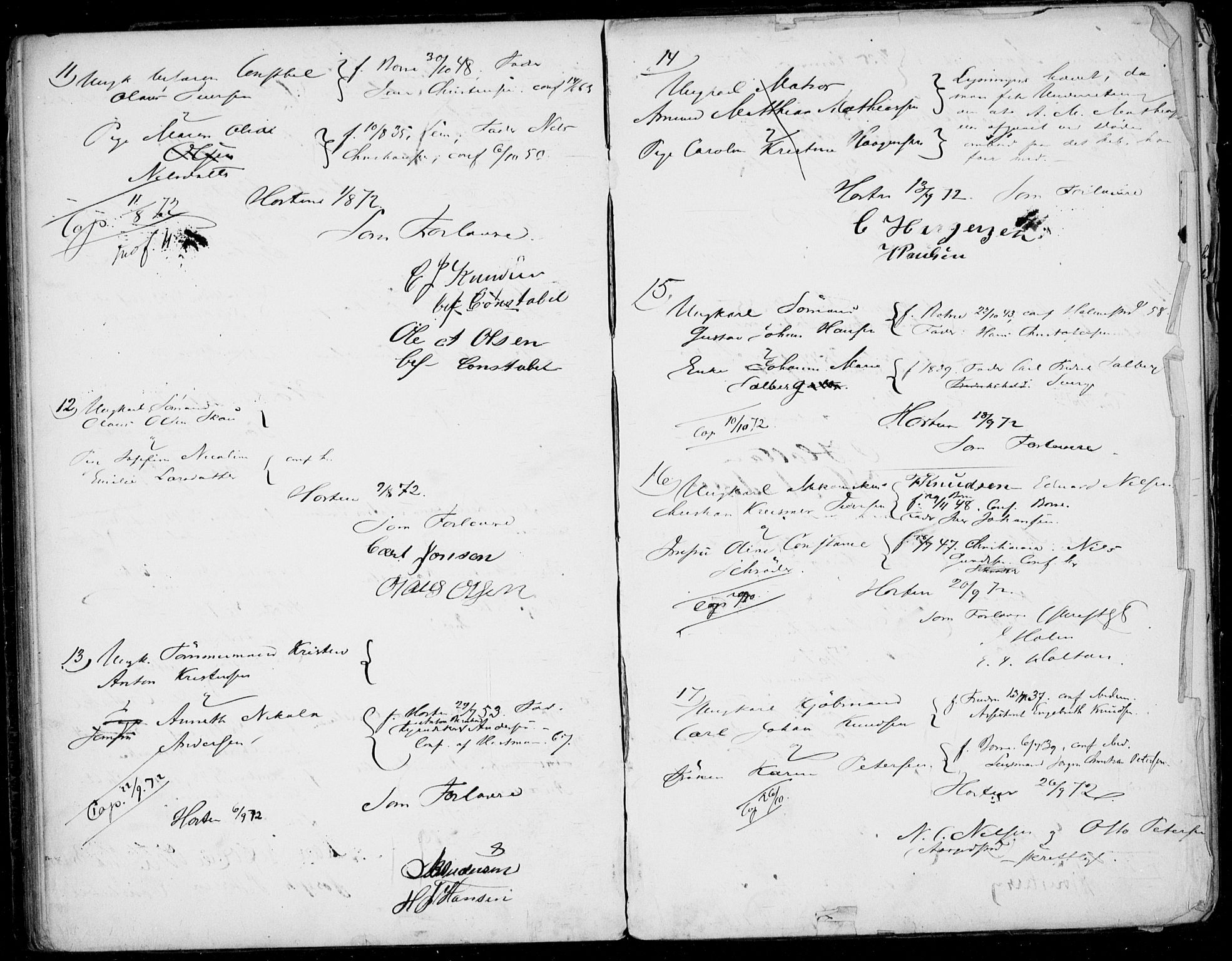 Horten kirkebøker, AV/SAKO-A-348/H/Ha/L0001: Banns register no. 1, 1855-1881