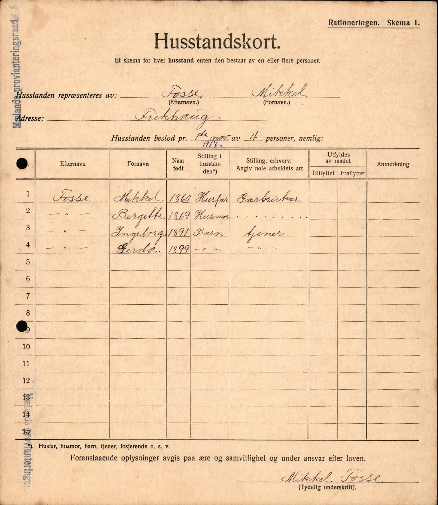 IKAH, Meland kommune, Provianteringsrådet, Husstander per 01.11.1917, 1917-1918, p. 232