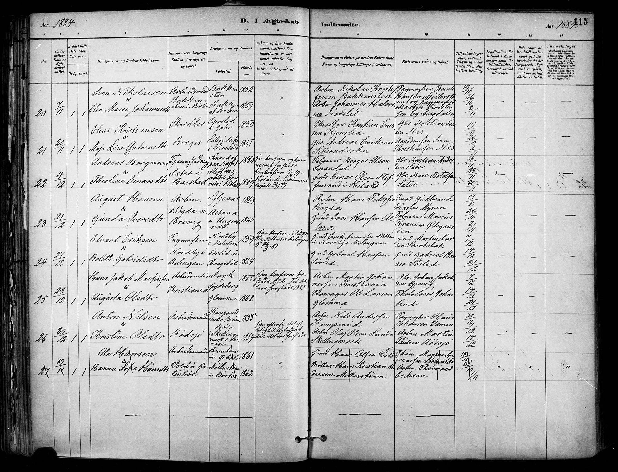 Enebakk prestekontor Kirkebøker, SAO/A-10171c/F/Fa/L0016: Parish register (official) no. I 16, 1883-1898, p. 115