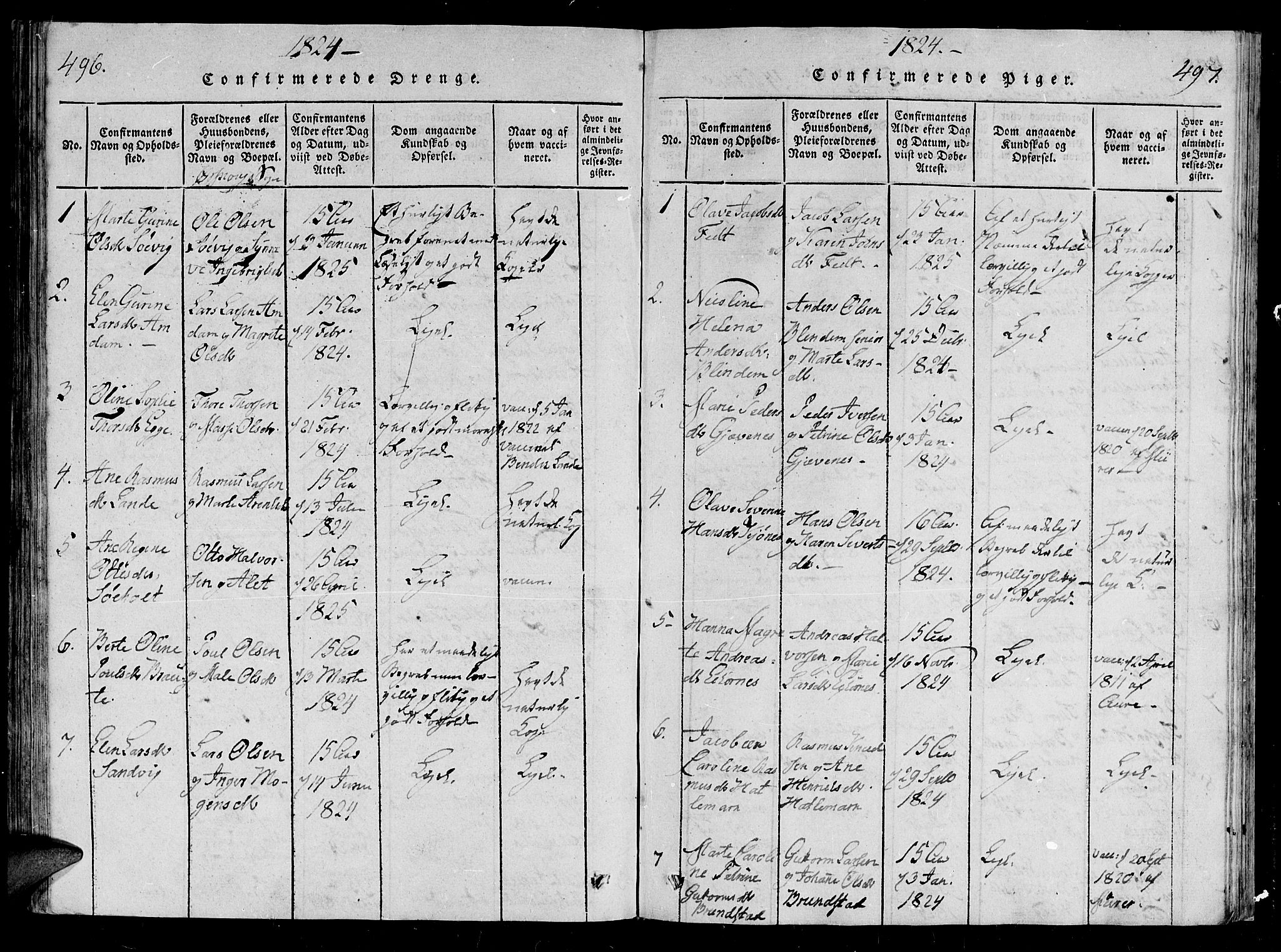 Ministerialprotokoller, klokkerbøker og fødselsregistre - Møre og Romsdal, SAT/A-1454/522/L0310: Parish register (official) no. 522A05, 1816-1832, p. 496-497