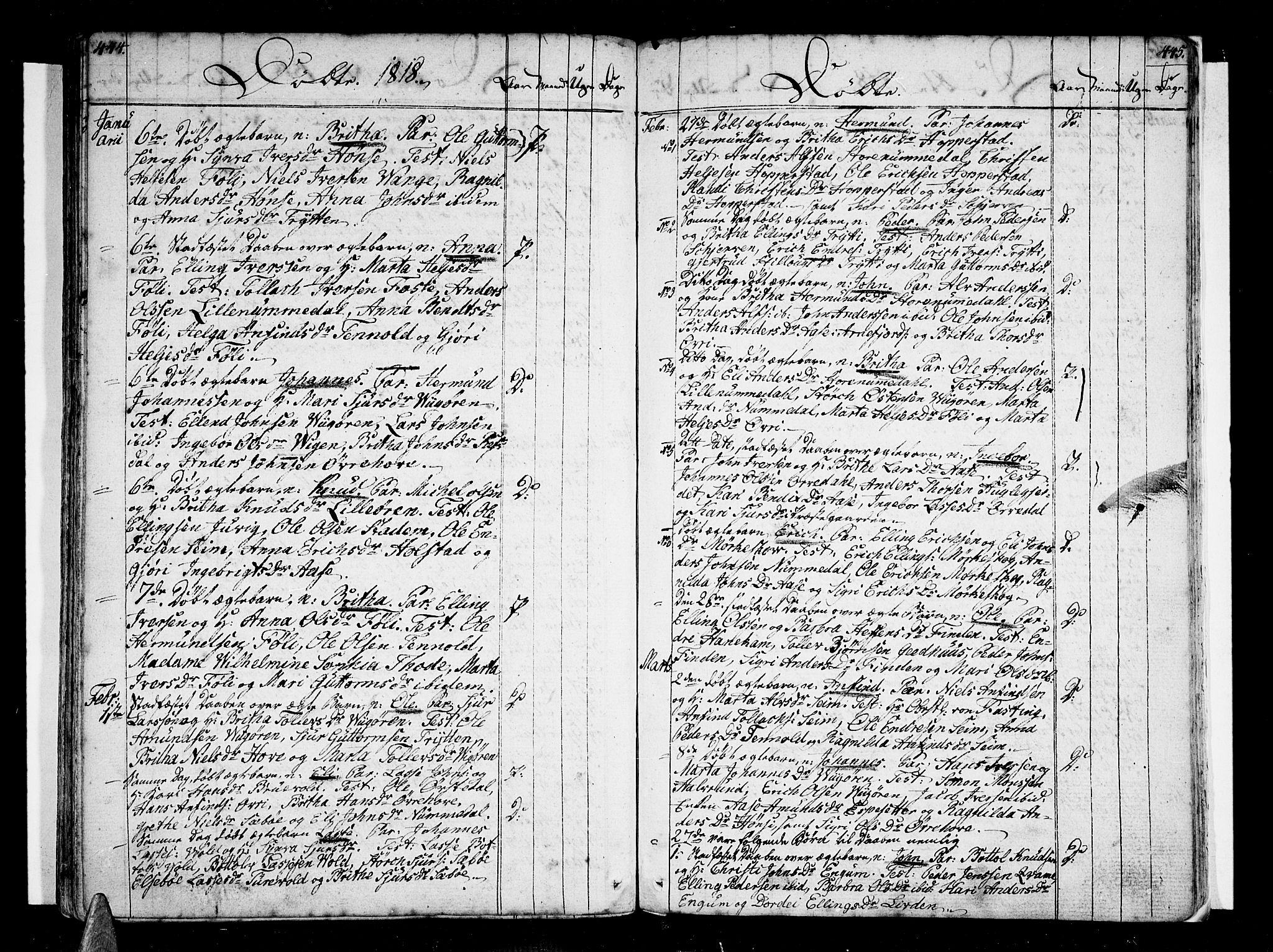 Vik sokneprestembete, SAB/A-81501: Parish register (official) no. A 5, 1787-1820, p. 444-445