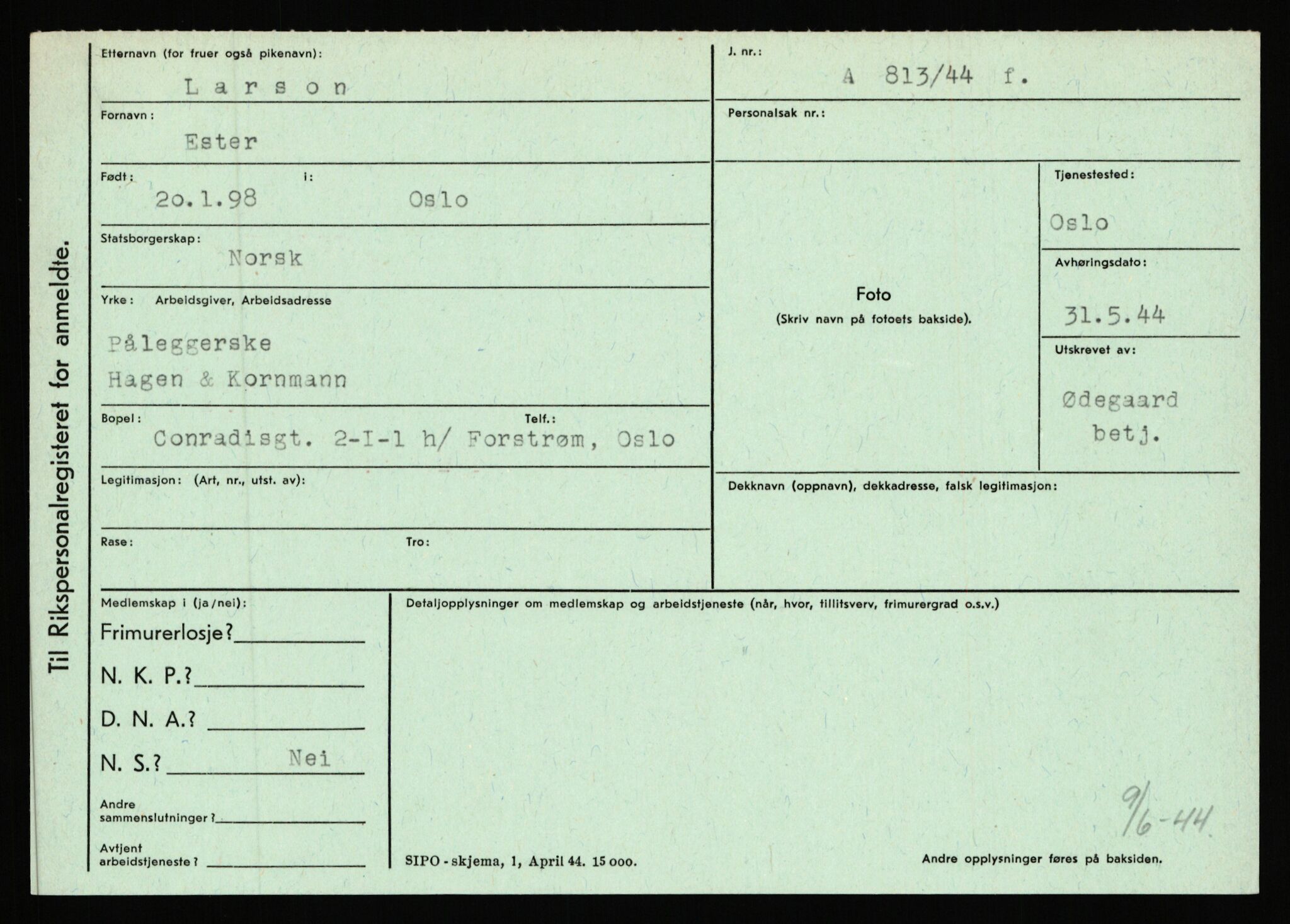 Statspolitiet - Hovedkontoret / Osloavdelingen, AV/RA-S-1329/C/Ca/L0009: Knutsen - Limstrand, 1943-1945, p. 3969