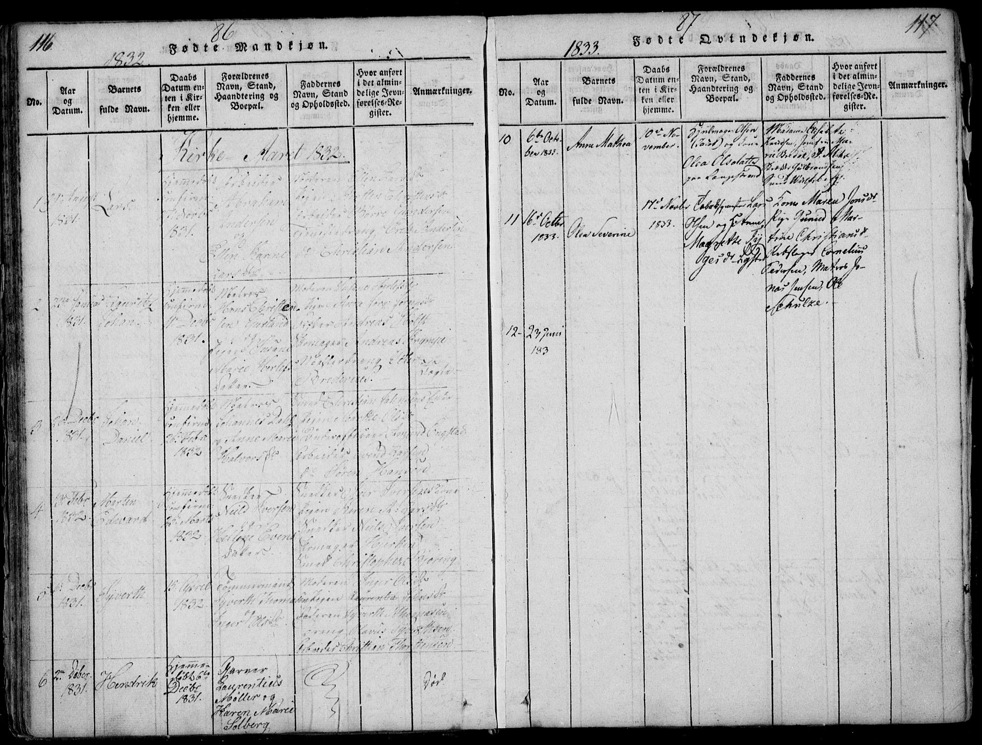 Larvik kirkebøker, AV/SAKO-A-352/F/Fb/L0002: Parish register (official) no. II 2, 1818-1842, p. 116-117