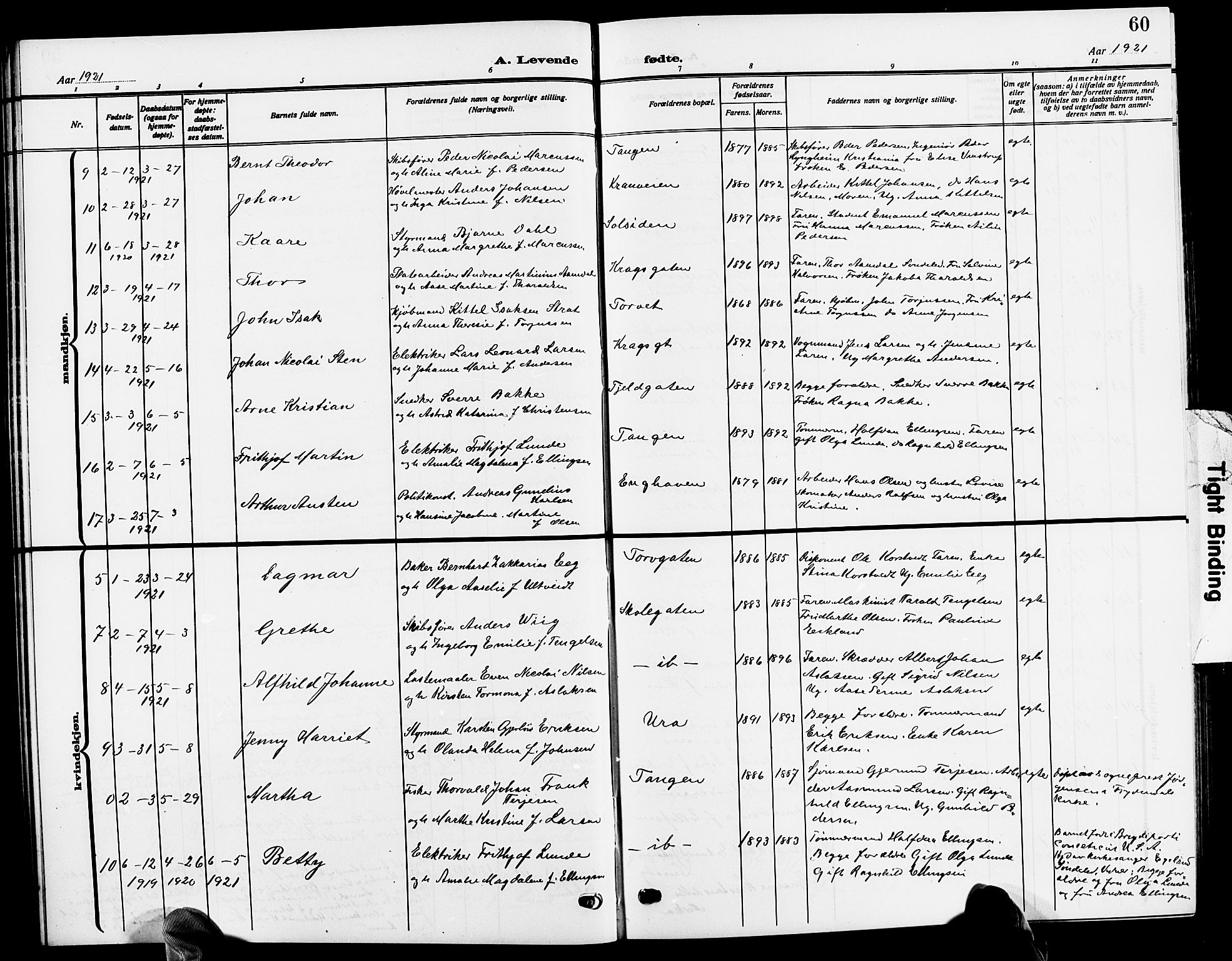 Risør sokneprestkontor, SAK/1111-0035/F/Fb/L0008: Parish register (copy) no. B 8, 1909-1921, p. 60