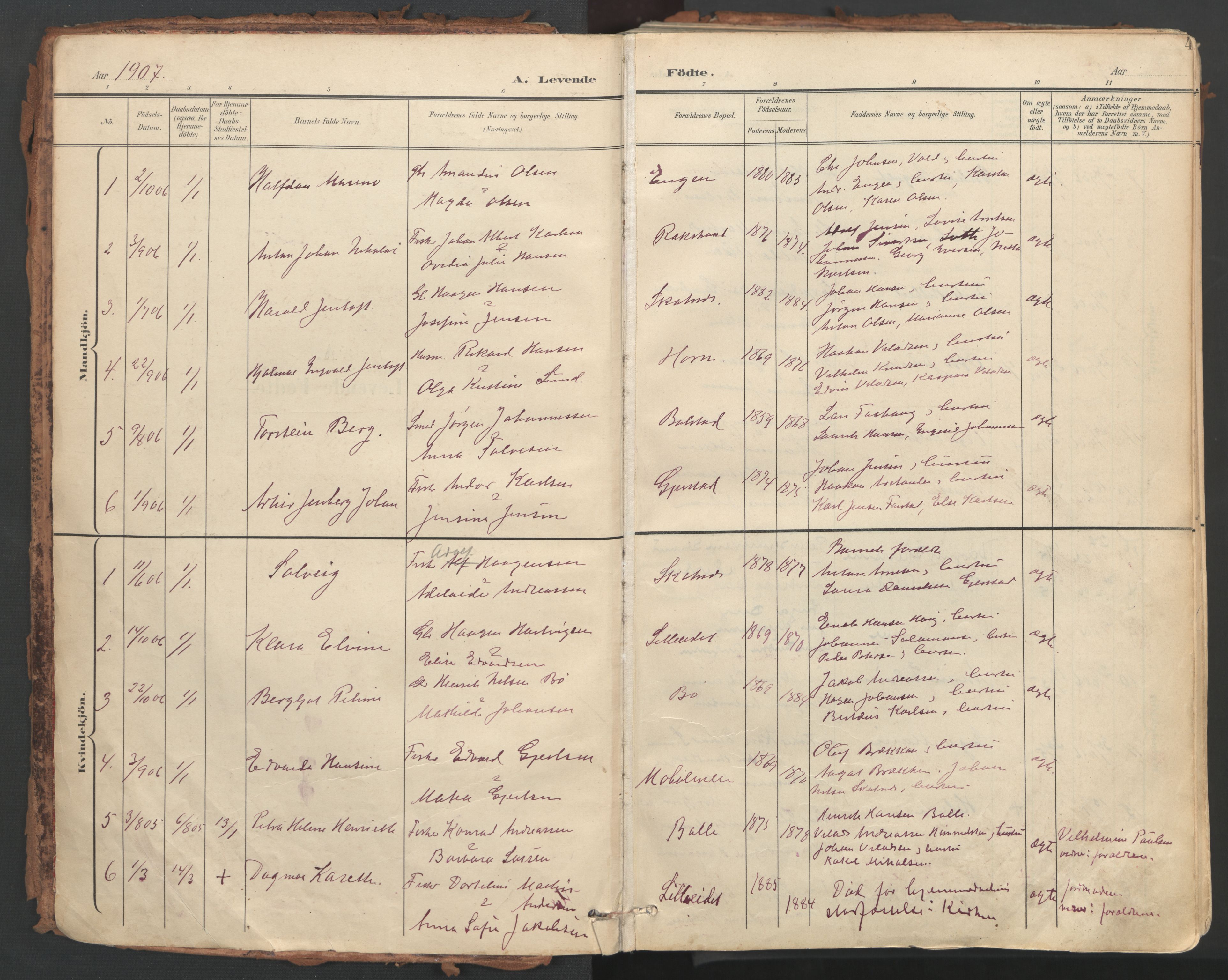 Ministerialprotokoller, klokkerbøker og fødselsregistre - Nordland, AV/SAT-A-1459/881/L1154: Parish register (official) no. 881A07, 1907-1918, p. 4