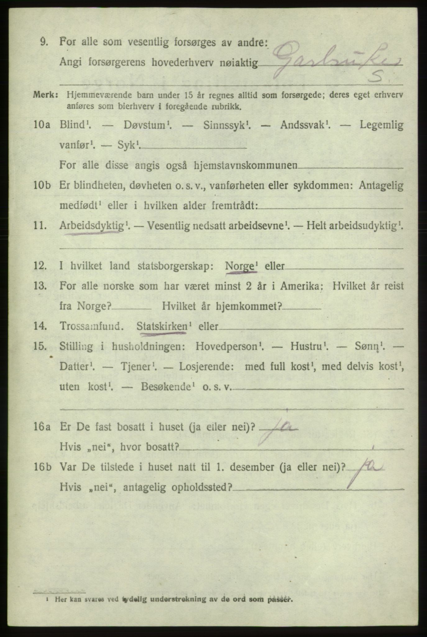 SAB, 1920 census for Sveio, 1920, p. 4585