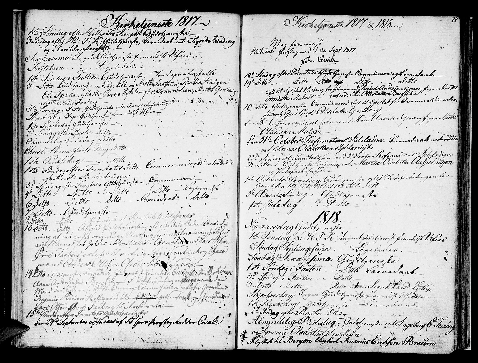 Jostedal sokneprestembete, SAB/A-80601/H/Haa/Haaa/L0003: Parish register (official) no. A 3, 1807-1837, p. 27