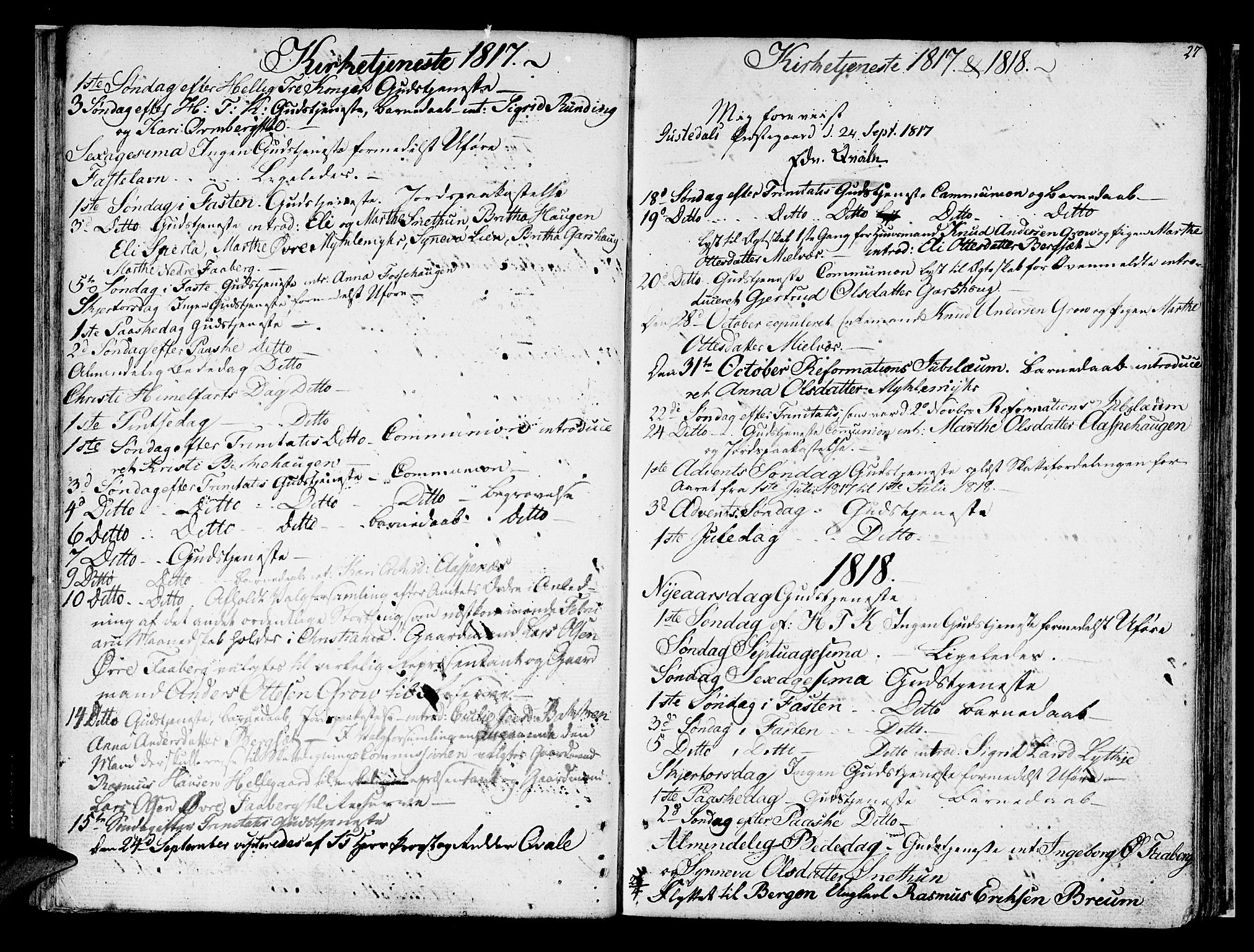 Jostedal sokneprestembete, AV/SAB-A-80601/H/Haa/Haaa/L0003: Parish register (official) no. A 3, 1807-1837, p. 27