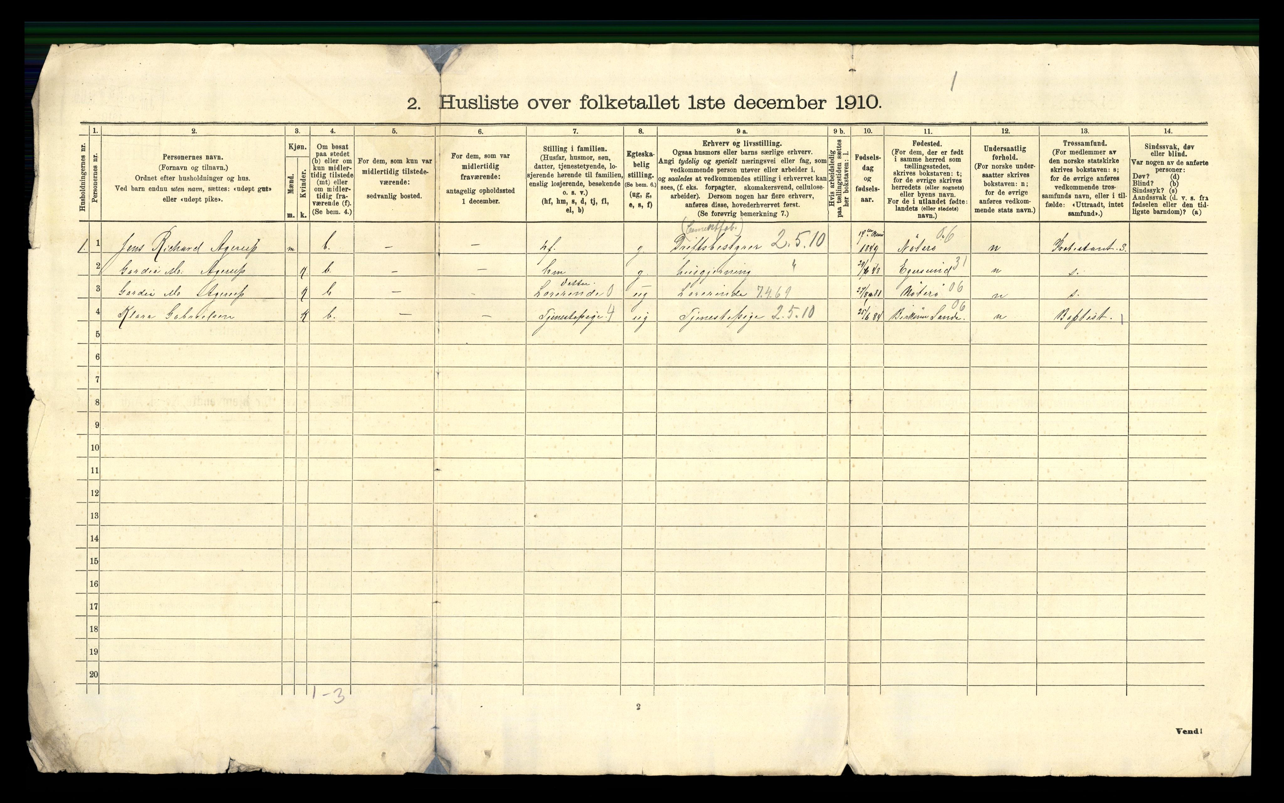 RA, 1910 census for Våle, 1910, p. 33