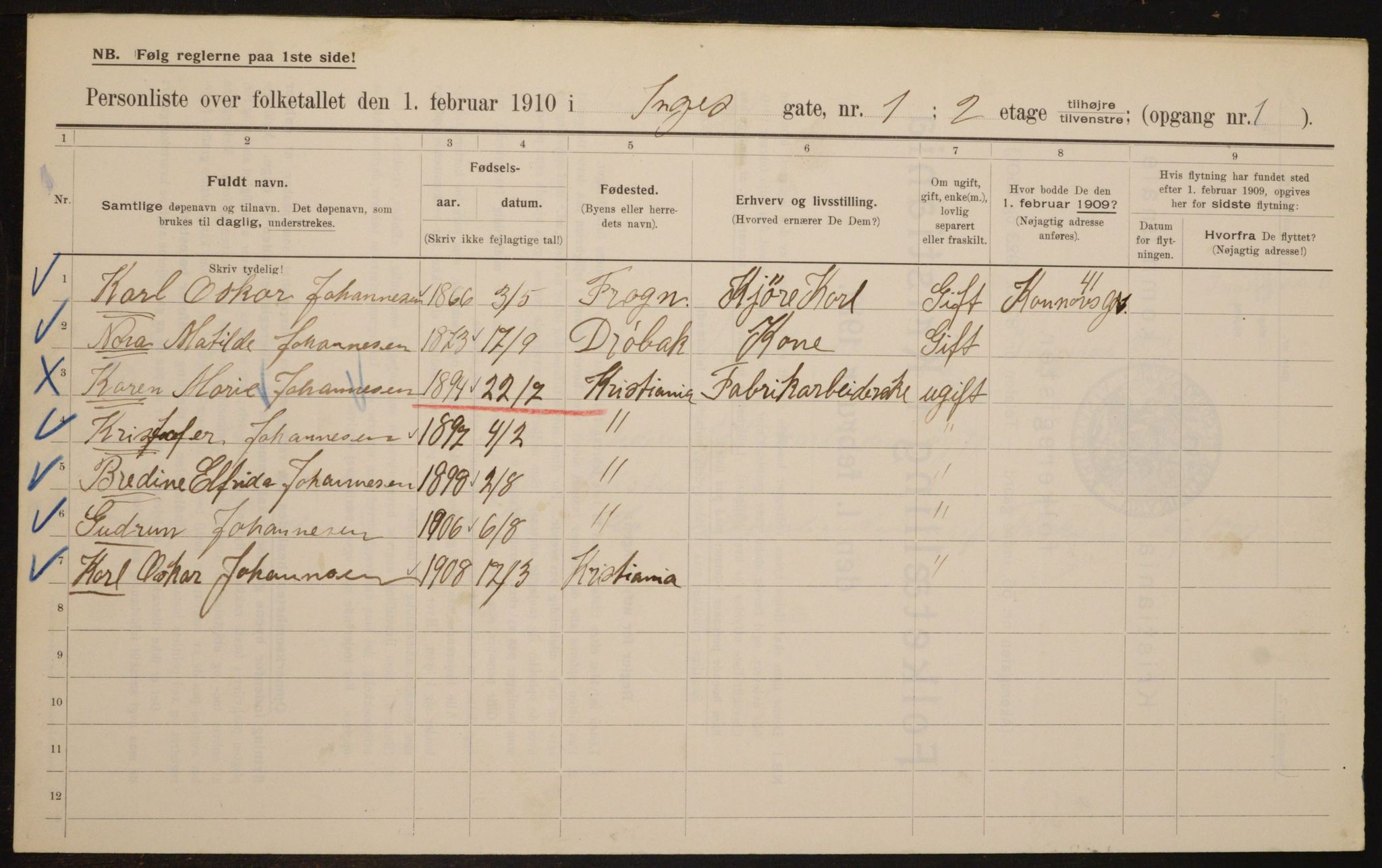 OBA, Municipal Census 1910 for Kristiania, 1910, p. 42941