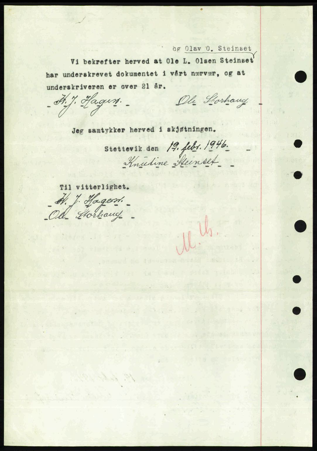 Nordre Sunnmøre sorenskriveri, AV/SAT-A-0006/1/2/2C/2Ca: Mortgage book no. A20b, 1946-1946, Diary no: : 320/1946