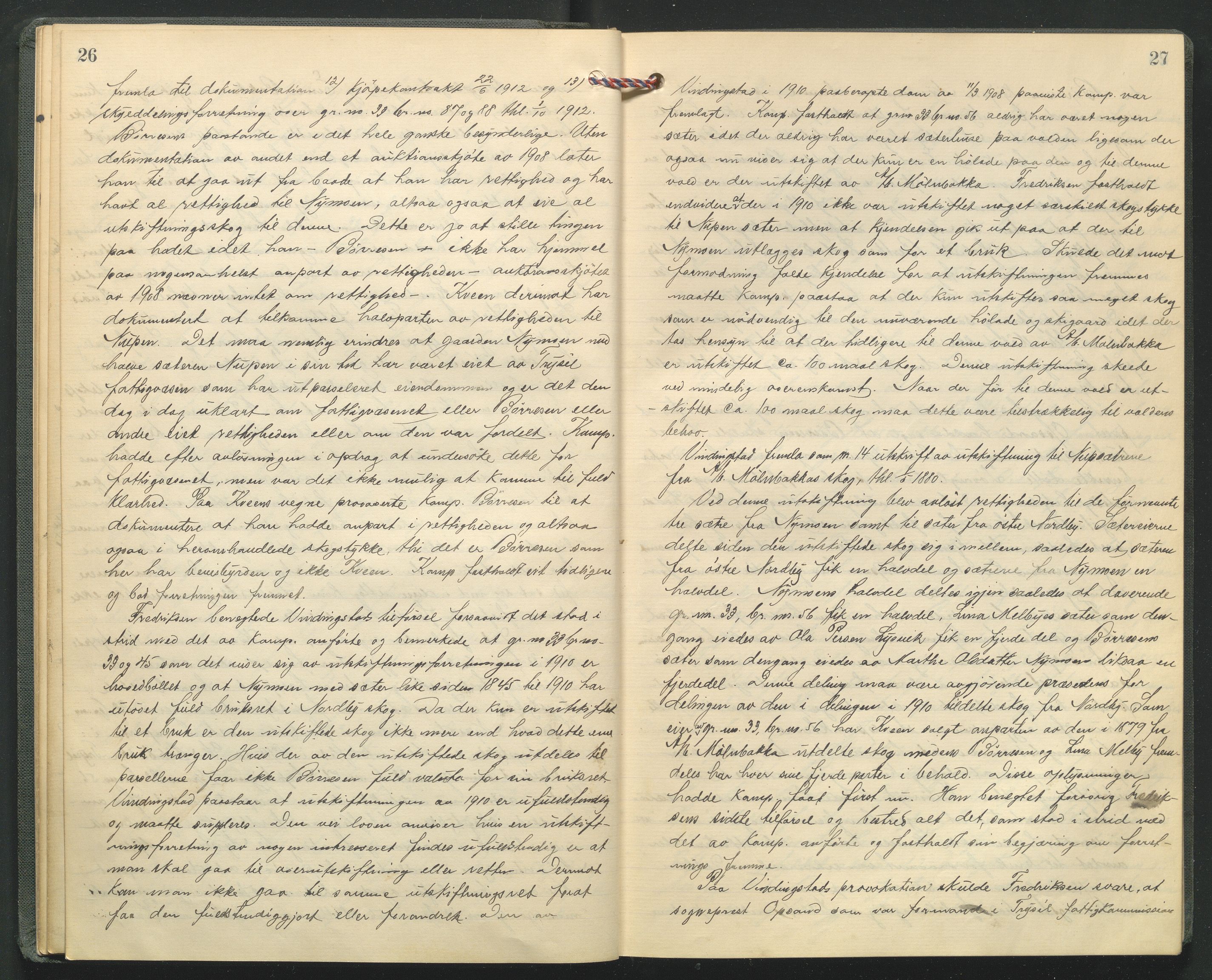 Hedmark og Østerdal jordskifterett, AV/SAH-JORDSKIFTEH-002/G/Ga/L0005/0001: Rettsbøker / Rettsbok - O, 1916-1921, p. 26-27