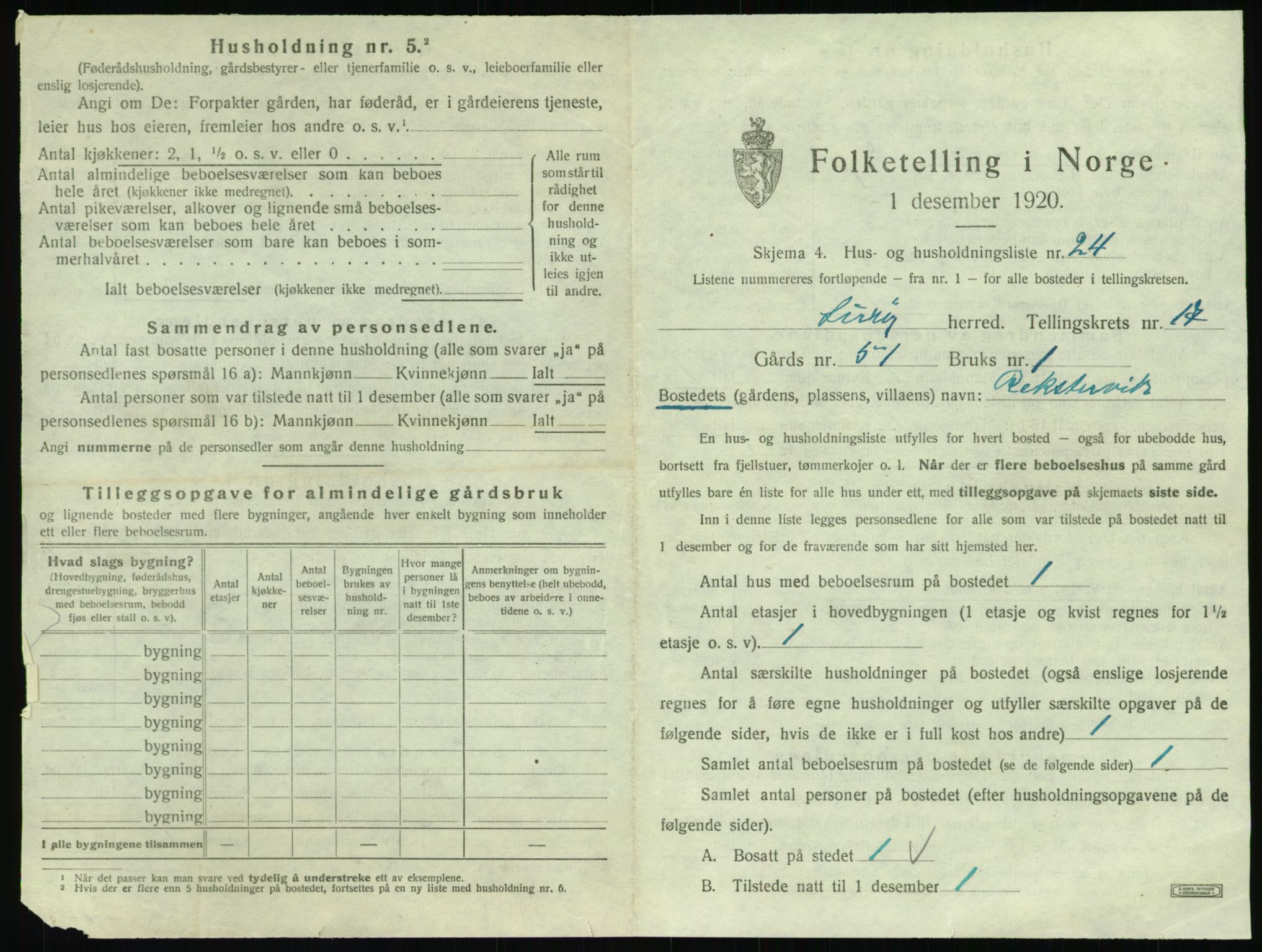 SAT, 1920 census for Lurøy, 1920, p. 959