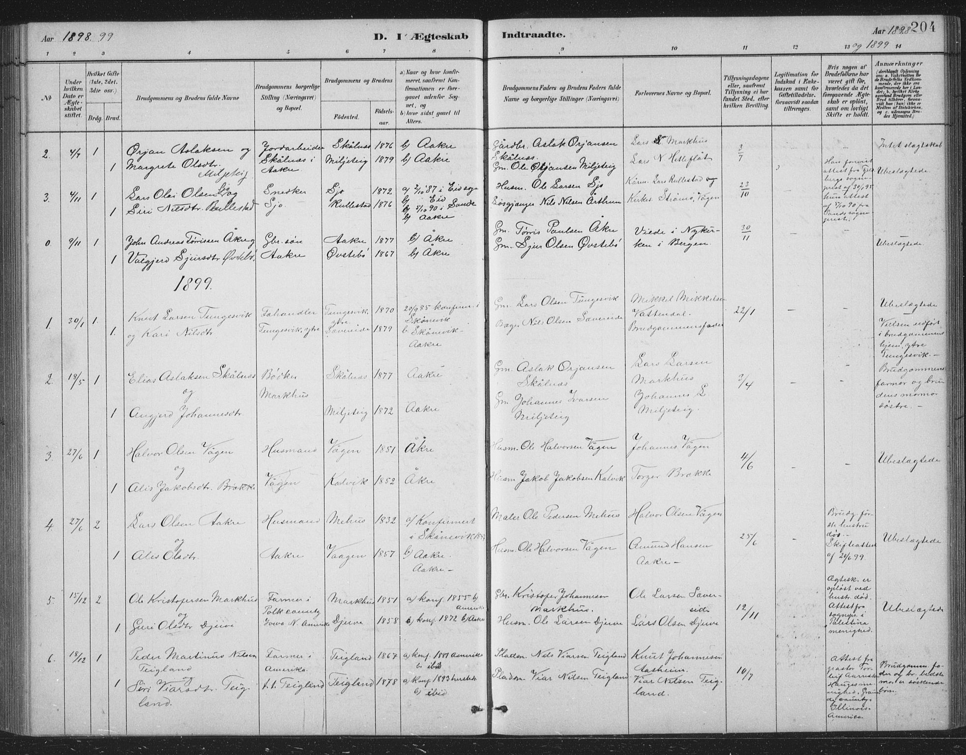 Skånevik sokneprestembete, SAB/A-77801/H/Hab: Parish register (copy) no. B 2, 1881-1920, p. 204