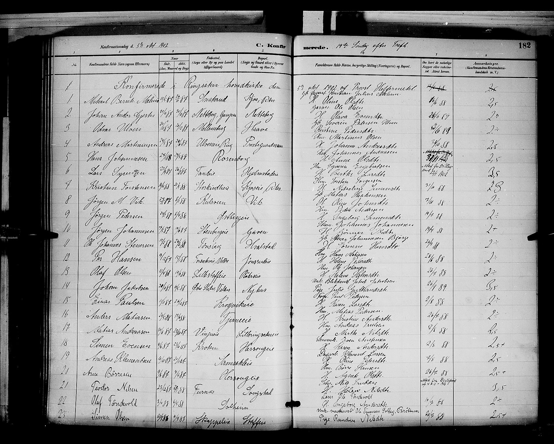 Ringsaker prestekontor, AV/SAH-PREST-014/L/La/L0012: Parish register (copy) no. 12, 1891-1902, p. 182