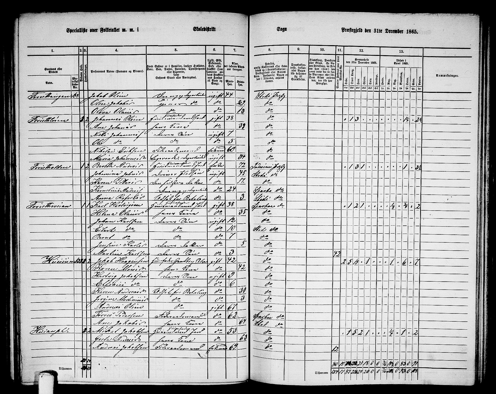 RA, 1865 census for Stod, 1865, p. 108