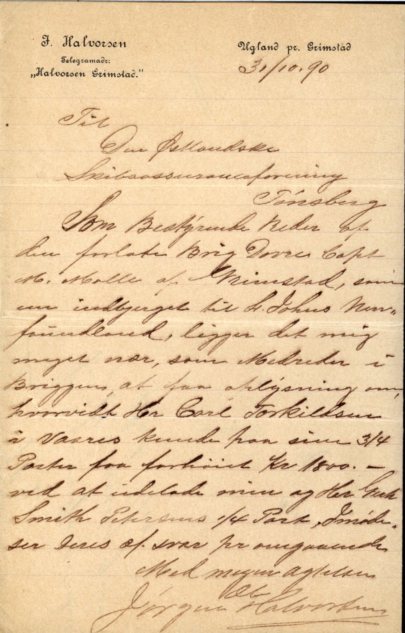 Pa 63 - Østlandske skibsassuranceforening, VEMU/A-1079/G/Ga/L0026/0002: Havaridokumenter / Dovre, Dictator, Ella, Elizabeth Morton, 1890, p. 96