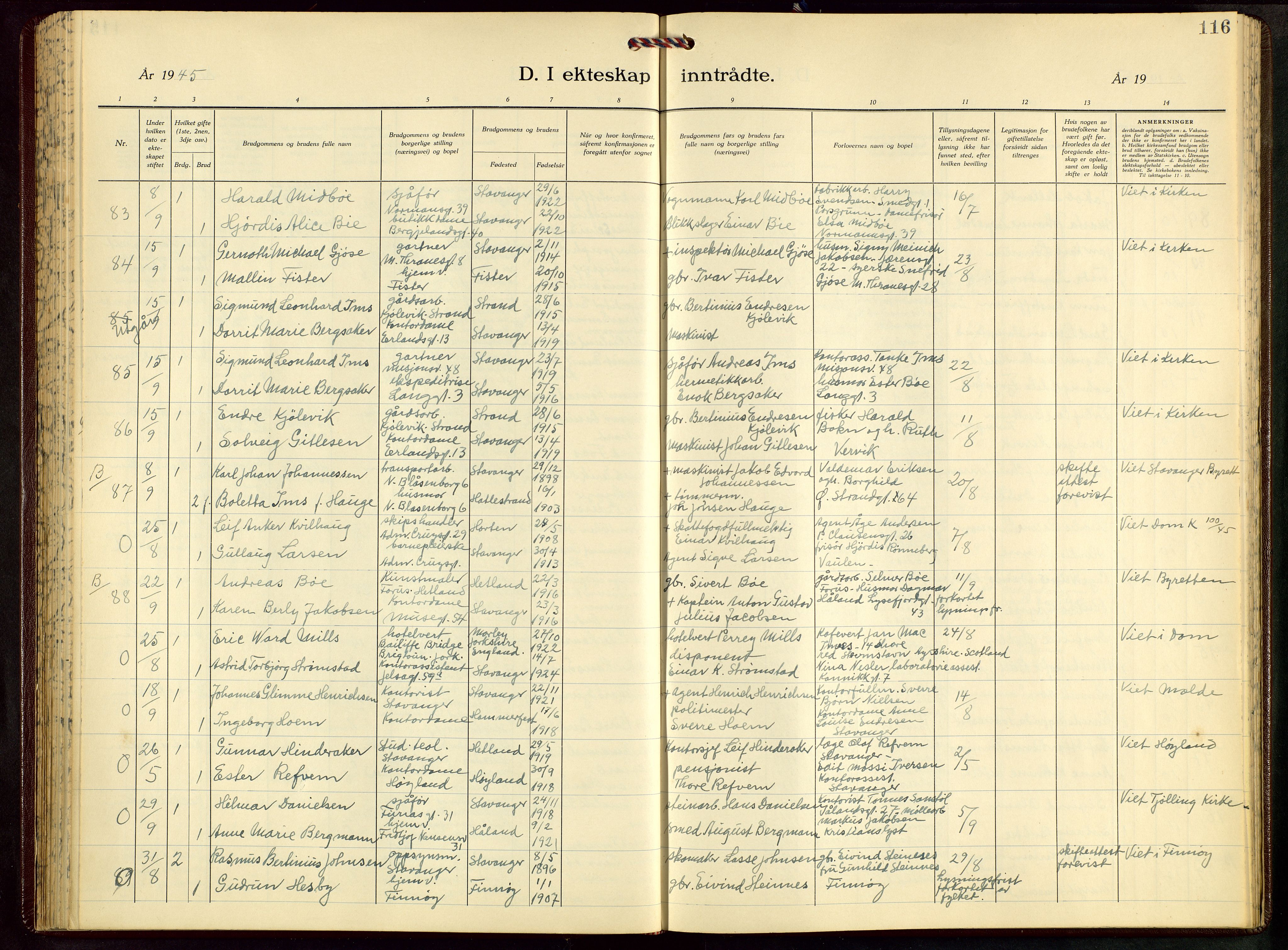 St. Petri sokneprestkontor, AV/SAST-A-101813/001/30/30BB/L0012: Parish register (copy) no. B 12, 1936-1951, p. 116