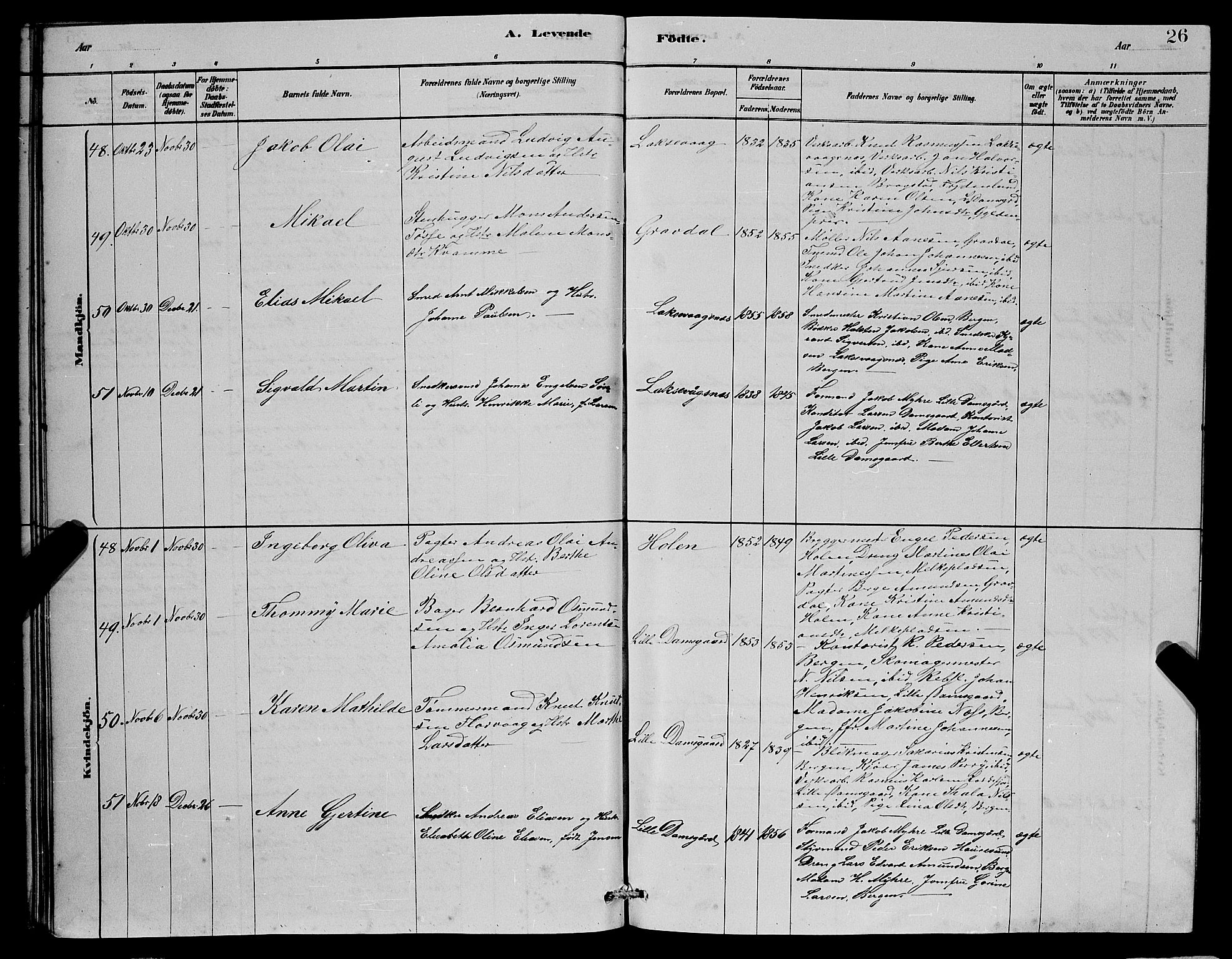 Laksevåg Sokneprestembete, SAB/A-76501/H/Ha/Hab/Haba/L0002: Parish register (copy) no. A 2, 1877-1887, p. 26