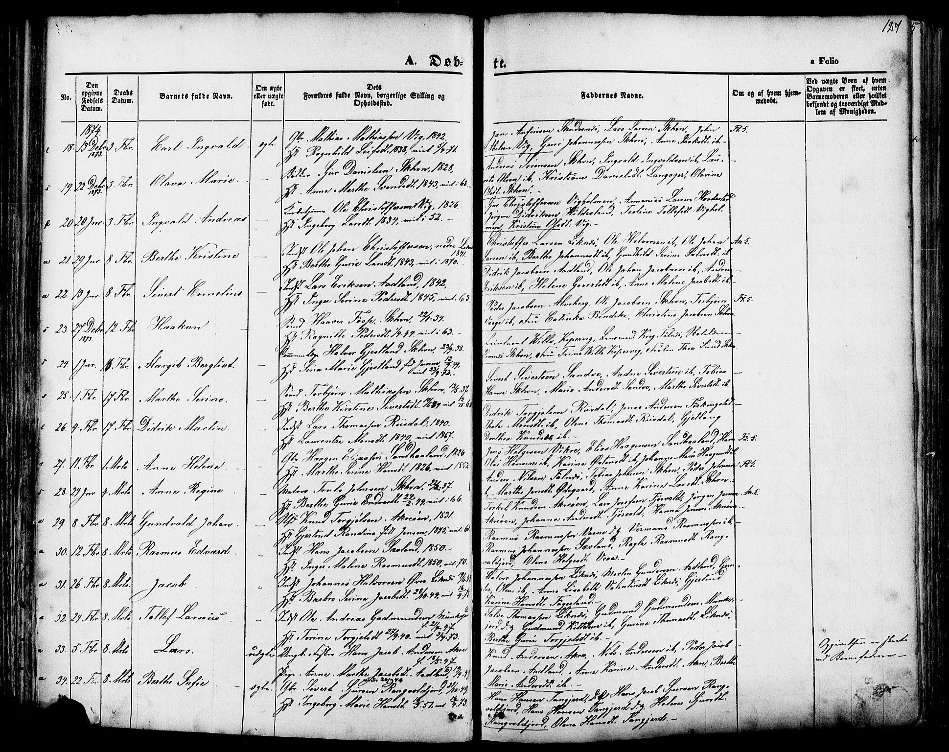 Skudenes sokneprestkontor, SAST/A -101849/H/Ha/Haa/L0006: Parish register (official) no. A 4, 1864-1881, p. 127