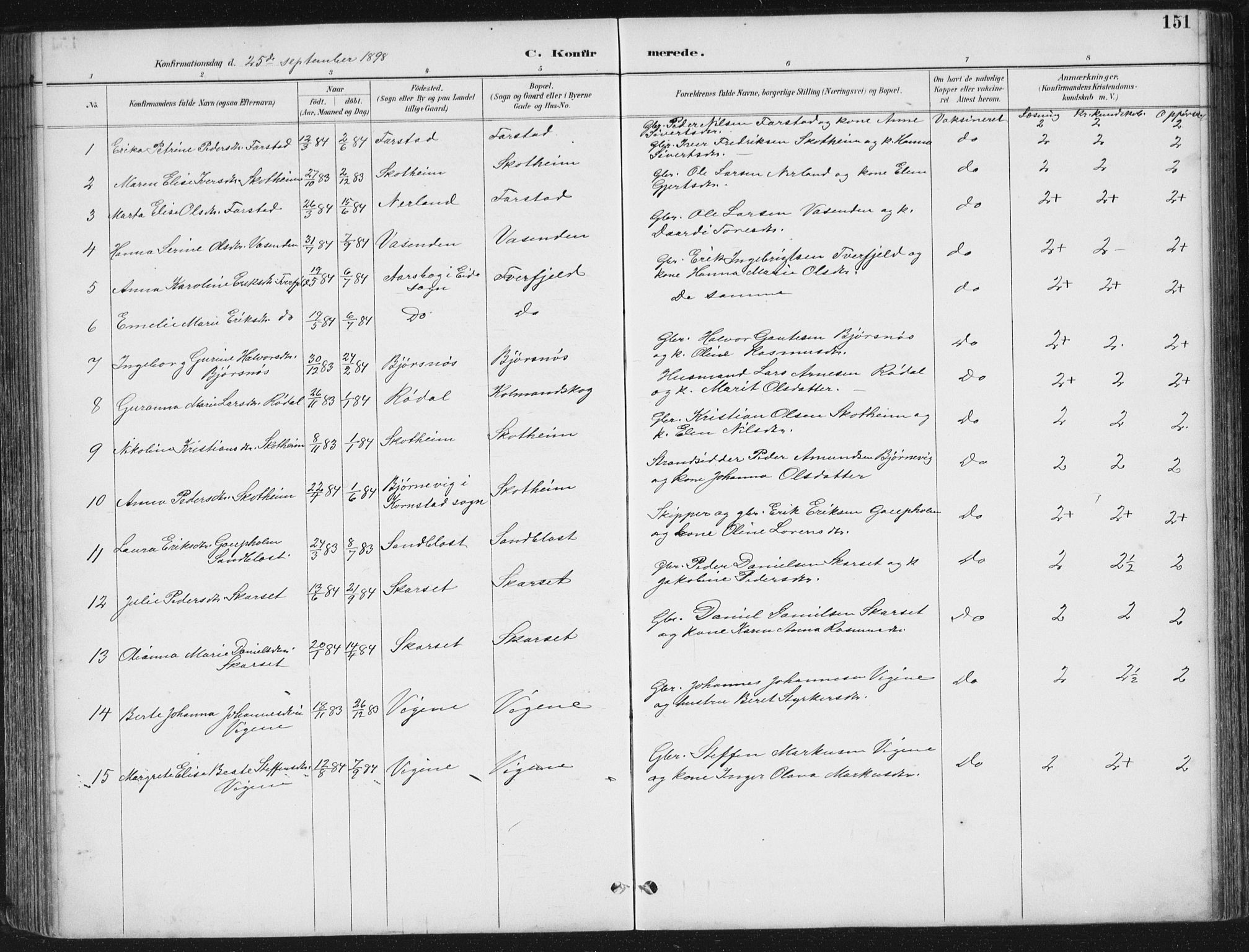 Ministerialprotokoller, klokkerbøker og fødselsregistre - Møre og Romsdal, AV/SAT-A-1454/567/L0783: Parish register (copy) no. 567C03, 1887-1903, p. 151