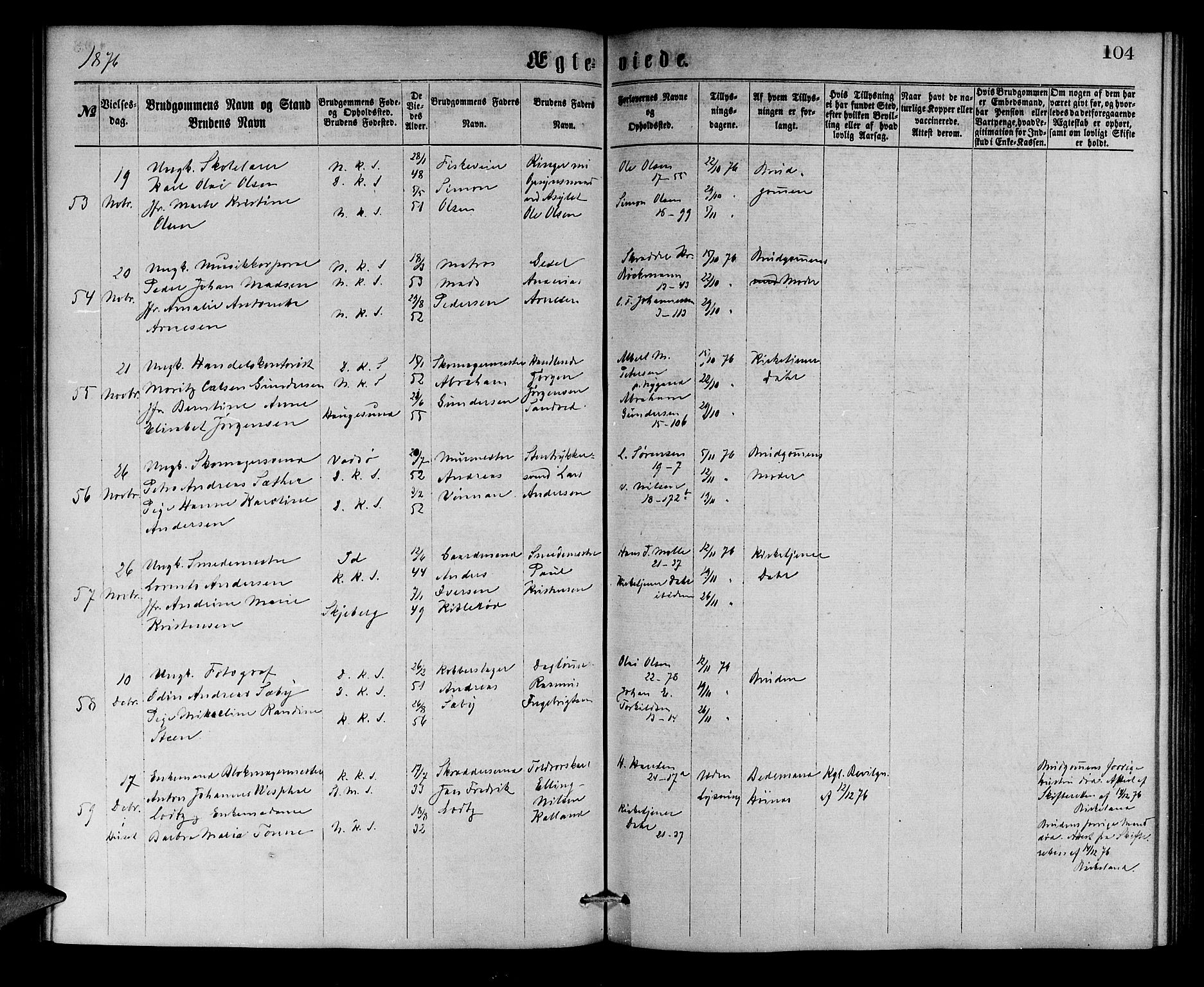 Korskirken sokneprestembete, SAB/A-76101/H/Hab: Parish register (copy) no. D 2, 1867-1886, p. 104