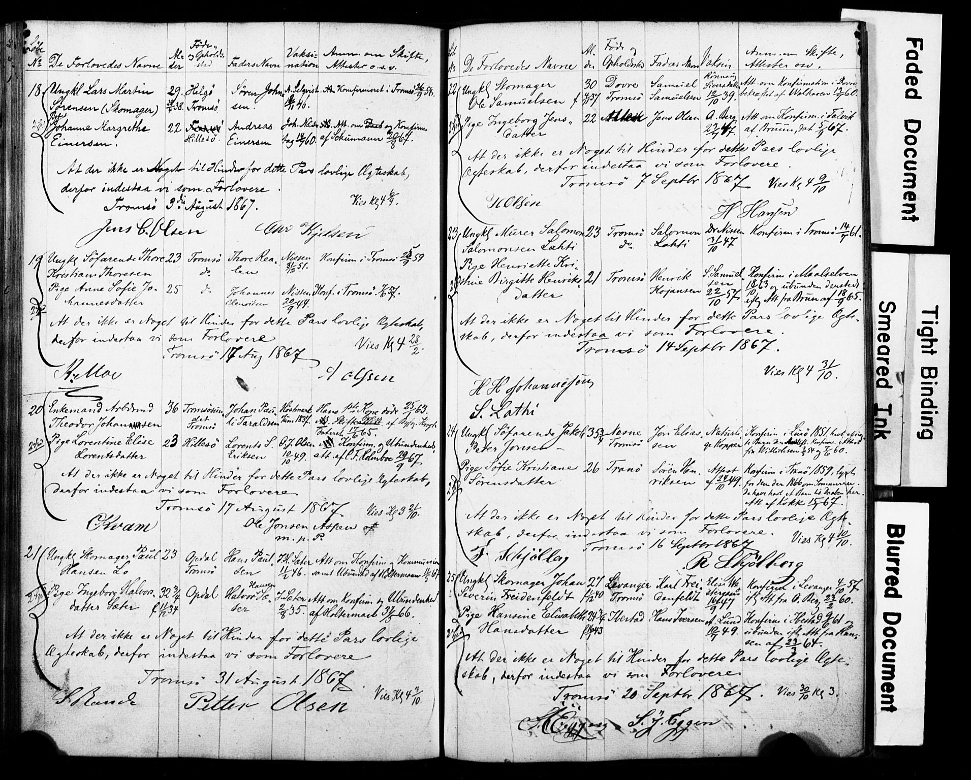 Tromsø sokneprestkontor/stiftsprosti/domprosti, AV/SATØ-S-1343/H/Hc/L0097: Banns register no. 97, 1851-1872