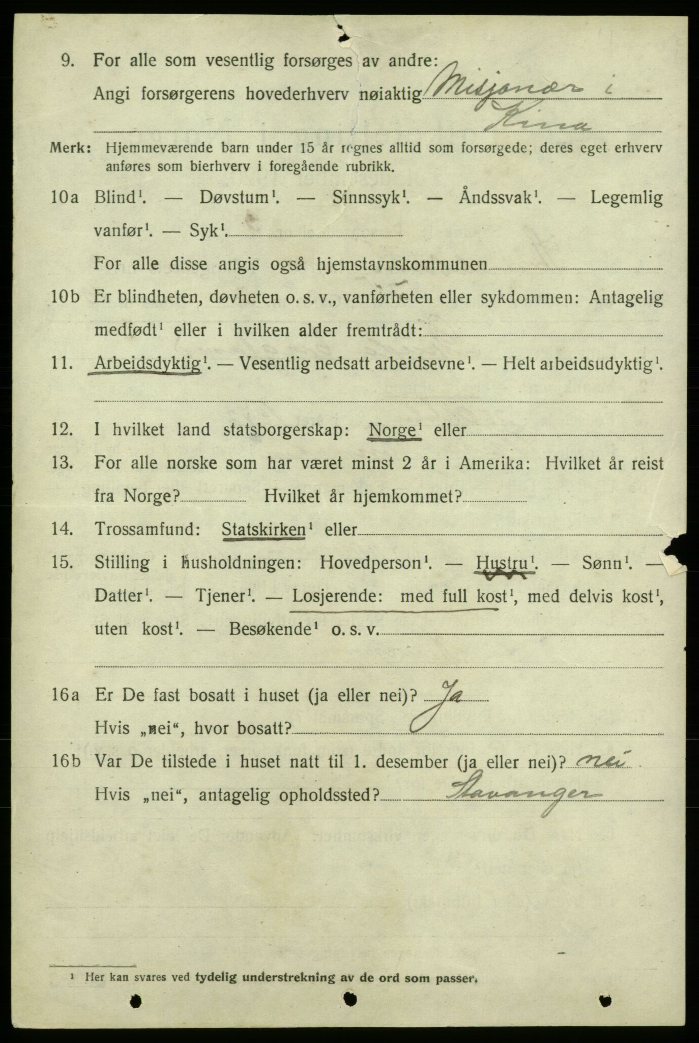 SAB, 1920 census for Strandebarm, 1920, p. 2615