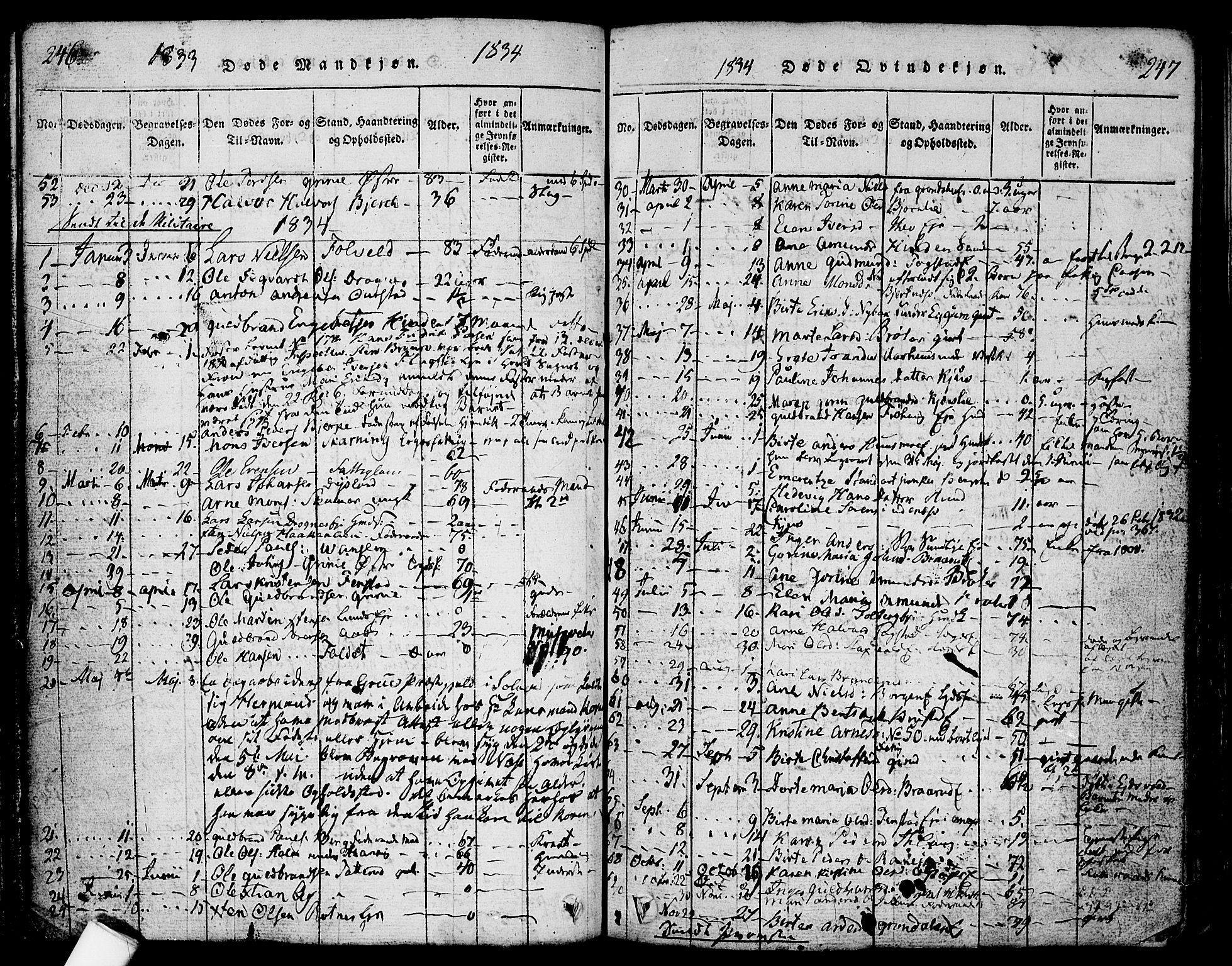 Nes prestekontor Kirkebøker, SAO/A-10410/F/Fa/L0005: Parish register (official) no. I 5, 1815-1835, p. 246-247