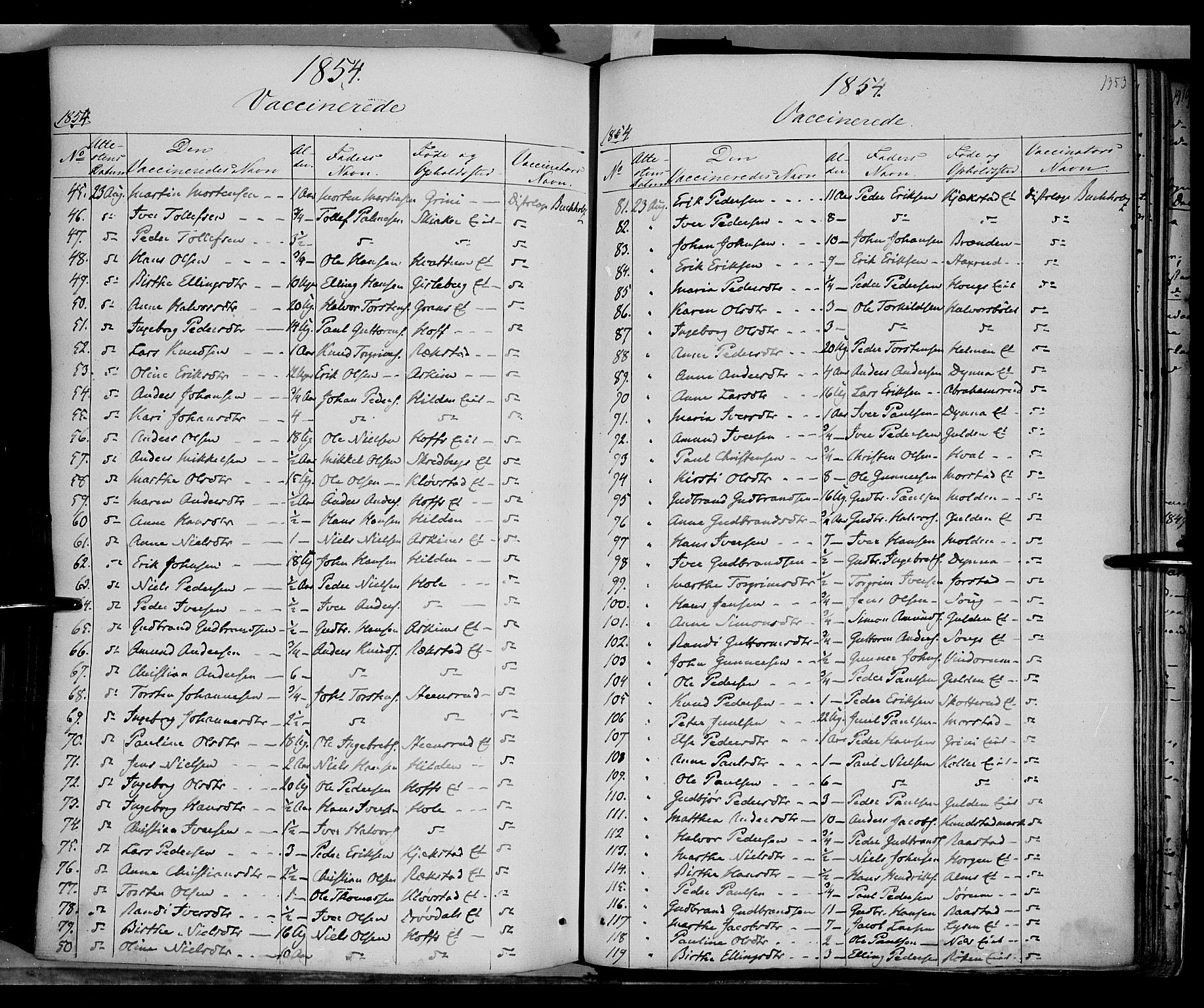 Gran prestekontor, SAH/PREST-112/H/Ha/Haa/L0011: Parish register (official) no. 11, 1842-1856, p. 1352-1353
