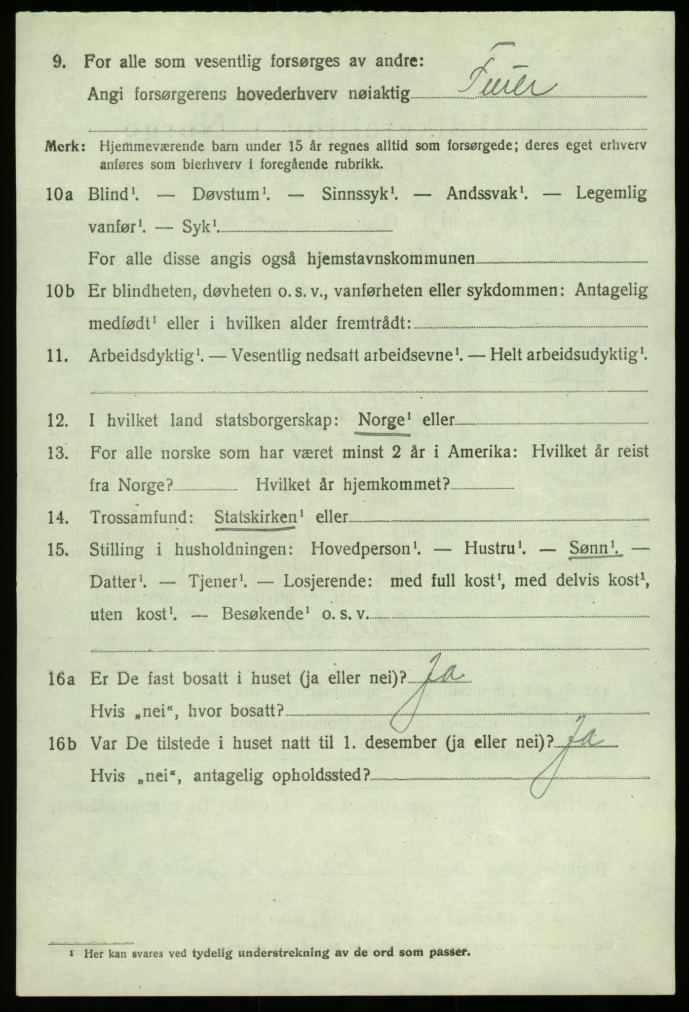 SAB, 1920 census for Lærdal, 1920, p. 2695