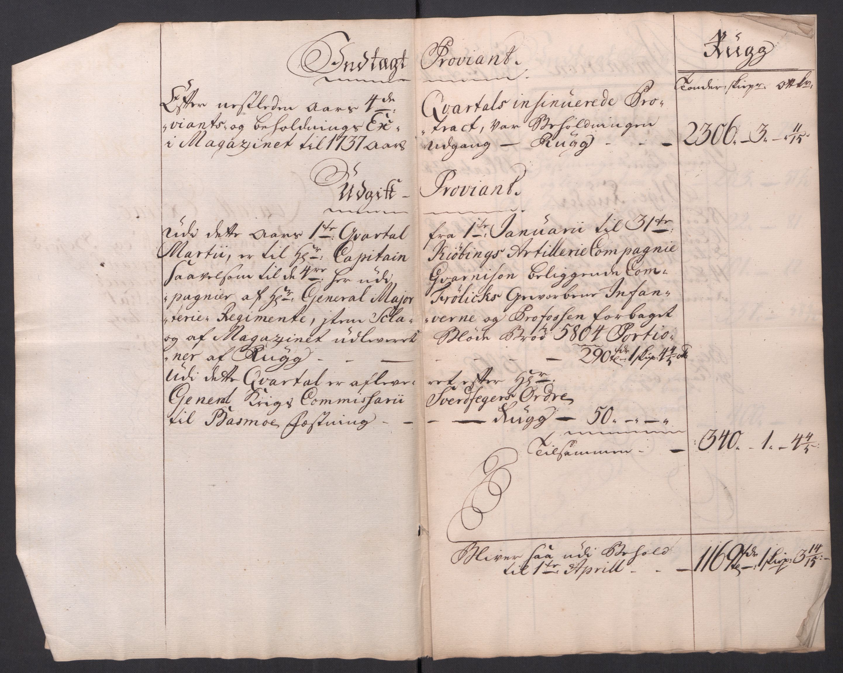 Kommanderende general (KG I) med Det norske krigsdirektorium, AV/RA-EA-5419/D/L0154: Fredriksten festning: Brev, inventarfortegnelser og regnskapsekstrakter, 1730-1739, p. 625