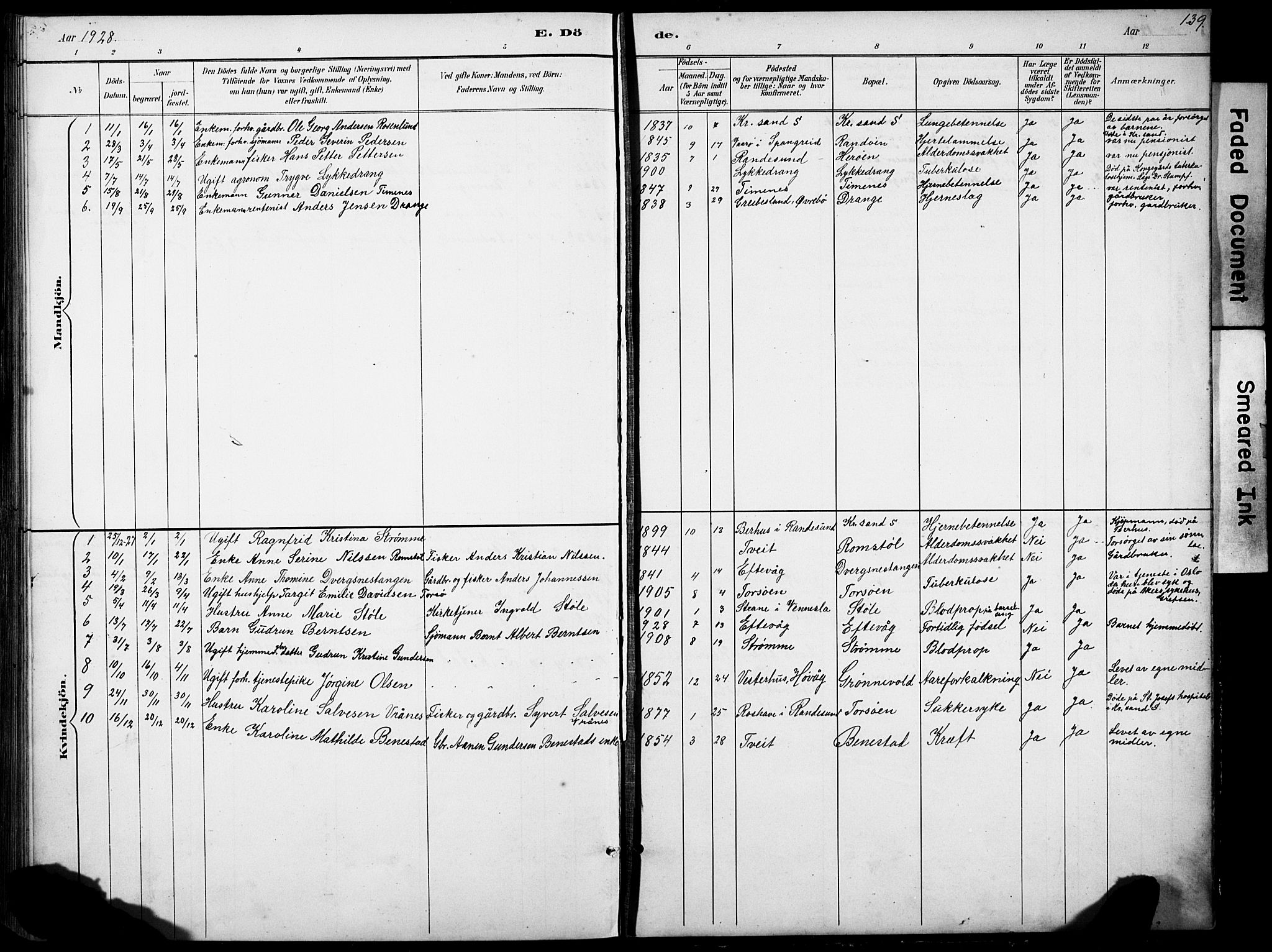 Oddernes sokneprestkontor, AV/SAK-1111-0033/F/Fb/Fbb/L0002: Parish register (copy) no. B 2, 1889-1933, p. 139