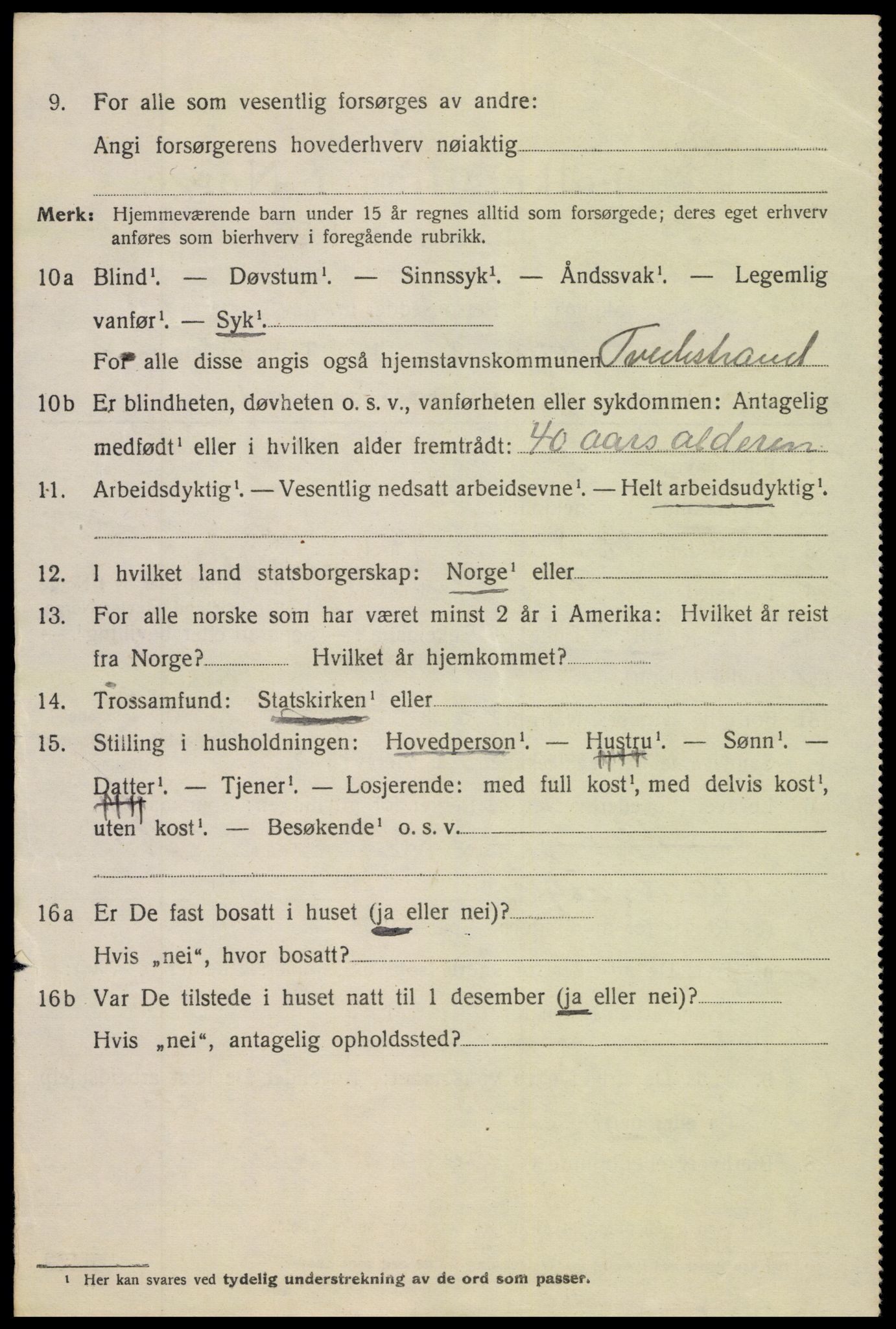 SAK, 1920 census for Tvedestrand, 1920, p. 2514