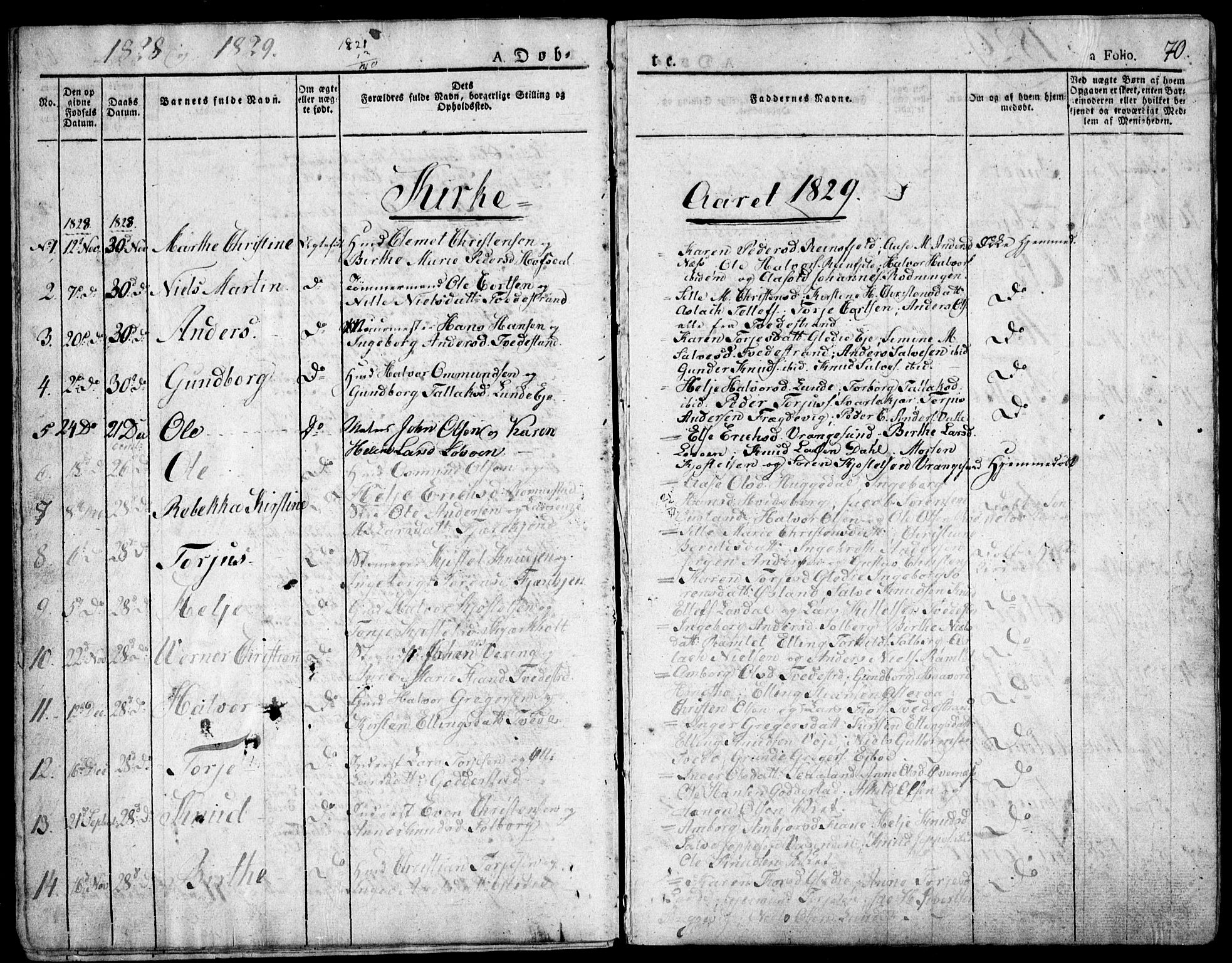 Holt sokneprestkontor, AV/SAK-1111-0021/F/Fa/L0006: Parish register (official) no. A 6, 1820-1835, p. 70