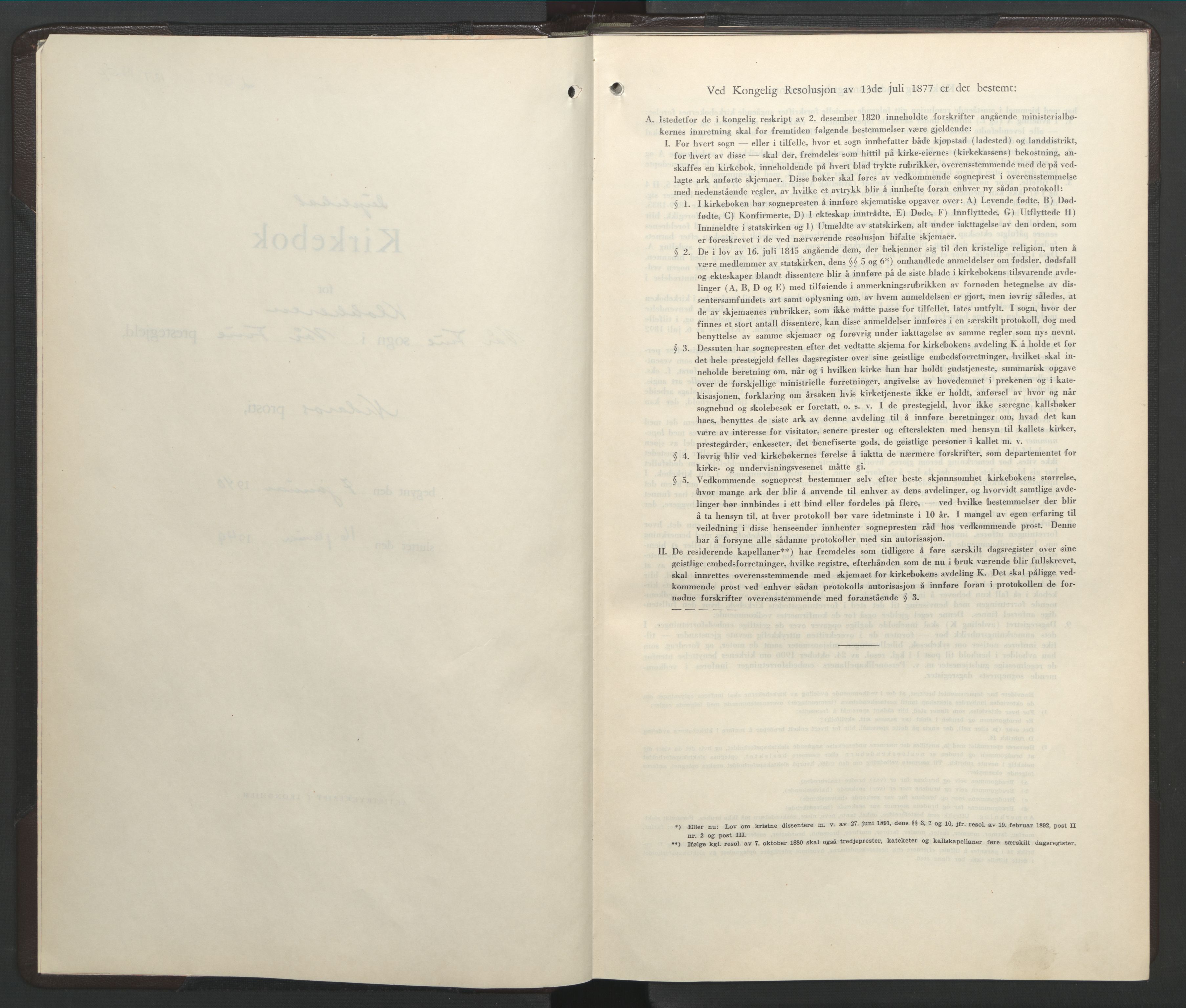 Ministerialprotokoller, klokkerbøker og fødselsregistre - Sør-Trøndelag, SAT/A-1456/602/L0153: Parish register (copy) no. 602C21, 1940-1949