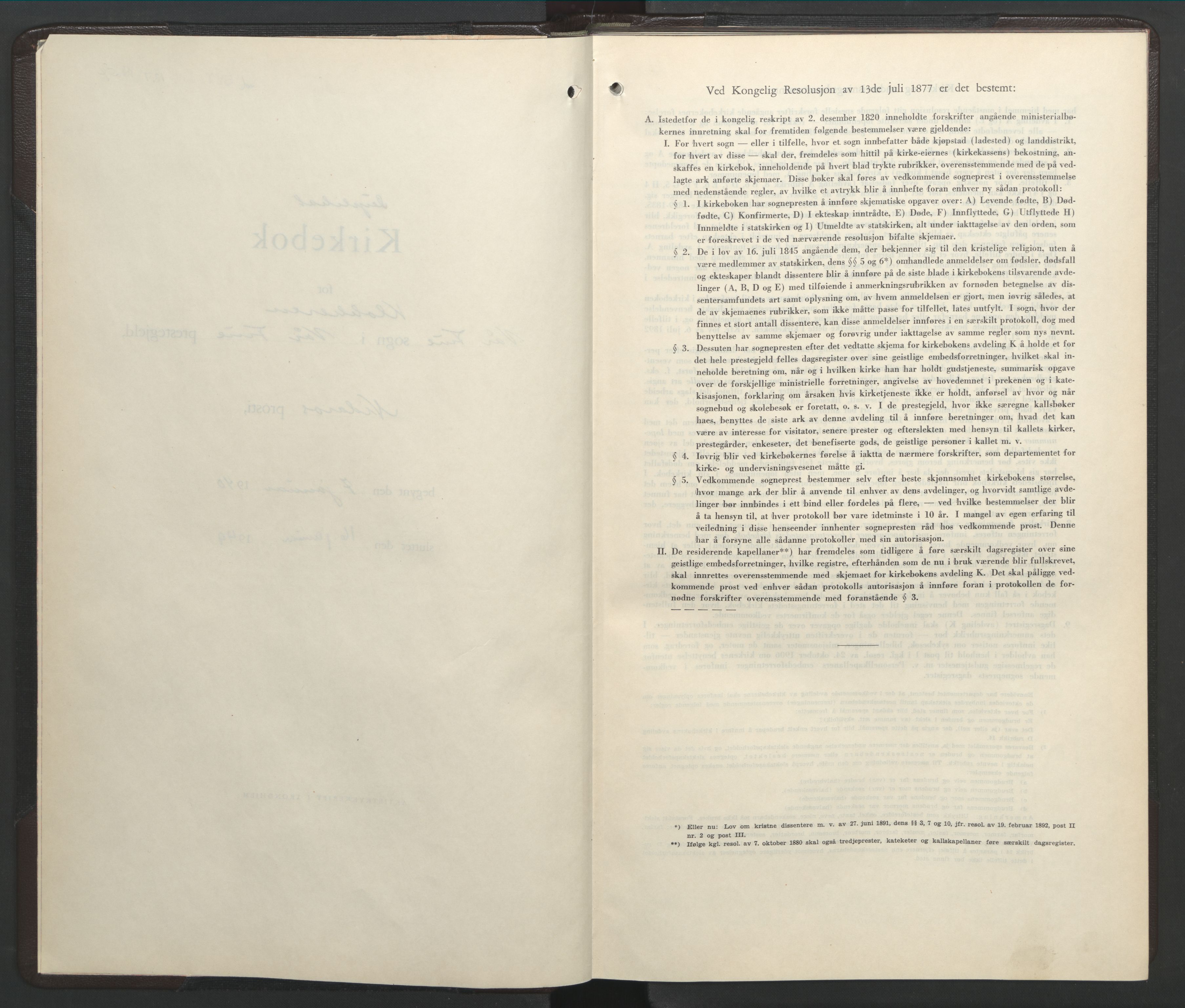 Ministerialprotokoller, klokkerbøker og fødselsregistre - Sør-Trøndelag, AV/SAT-A-1456/602/L0153: Parish register (copy) no. 602C21, 1940-1949