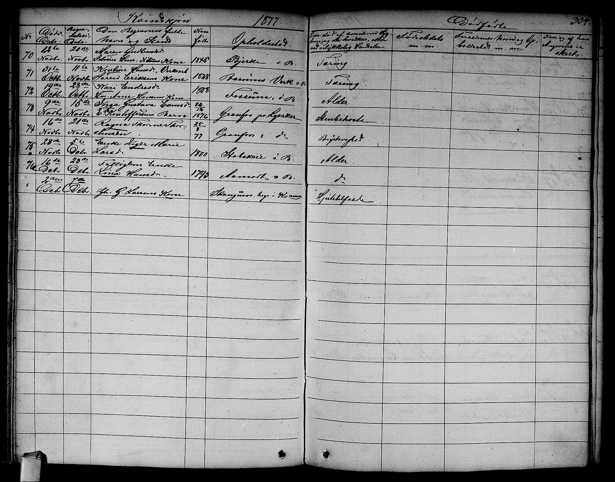 Asker prestekontor Kirkebøker, SAO/A-10256a/F/Fa/L0011: Parish register (official) no. I 11, 1825-1878, p. 304