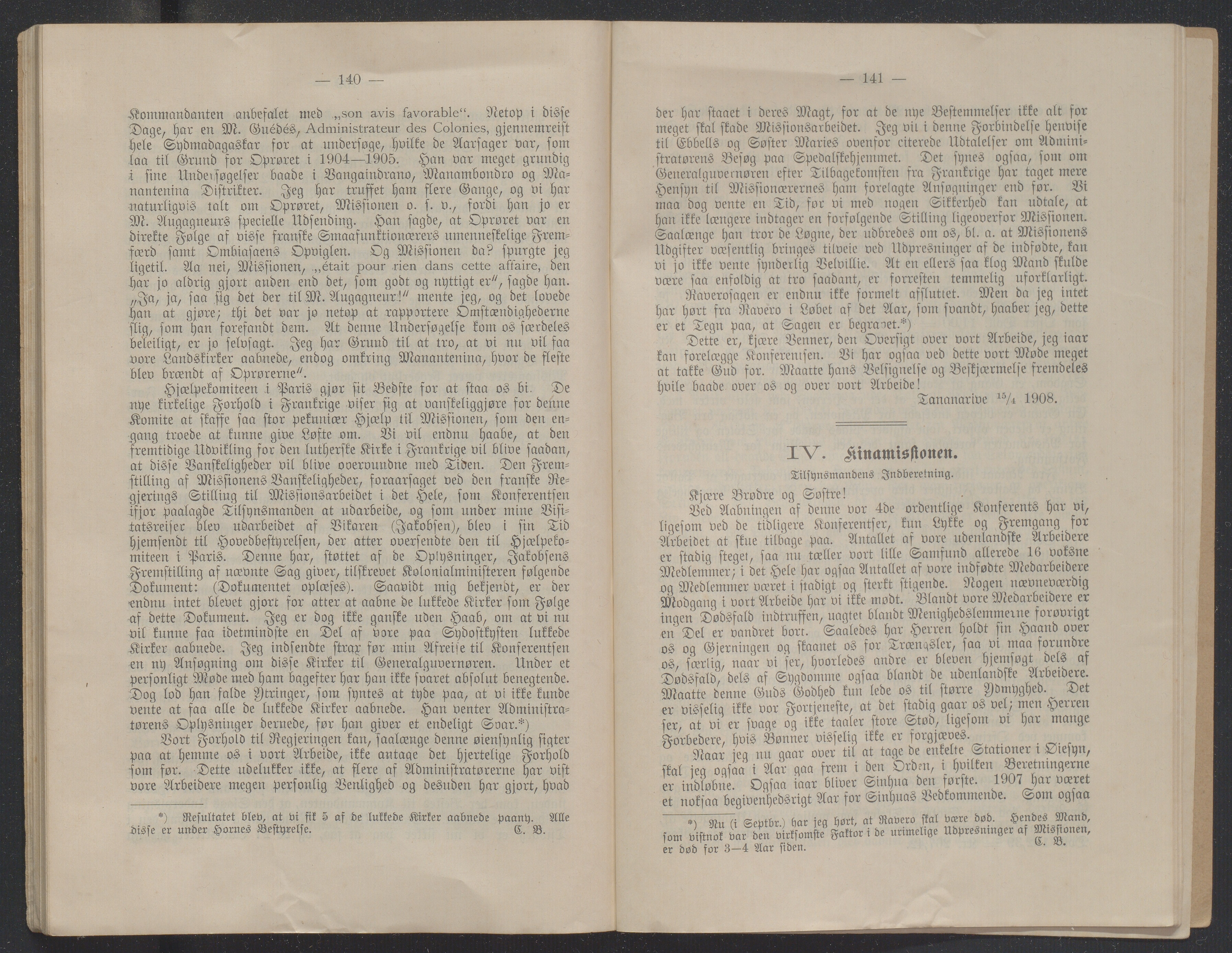 Det Norske Misjonsselskap - hovedadministrasjonen, VID/MA-A-1045/D/Db/Dba/L0340/0008: Beretninger, Bøker, Skrifter o.l   / Årsberetninger. Heftet. 66. , 1907, p. 140-141