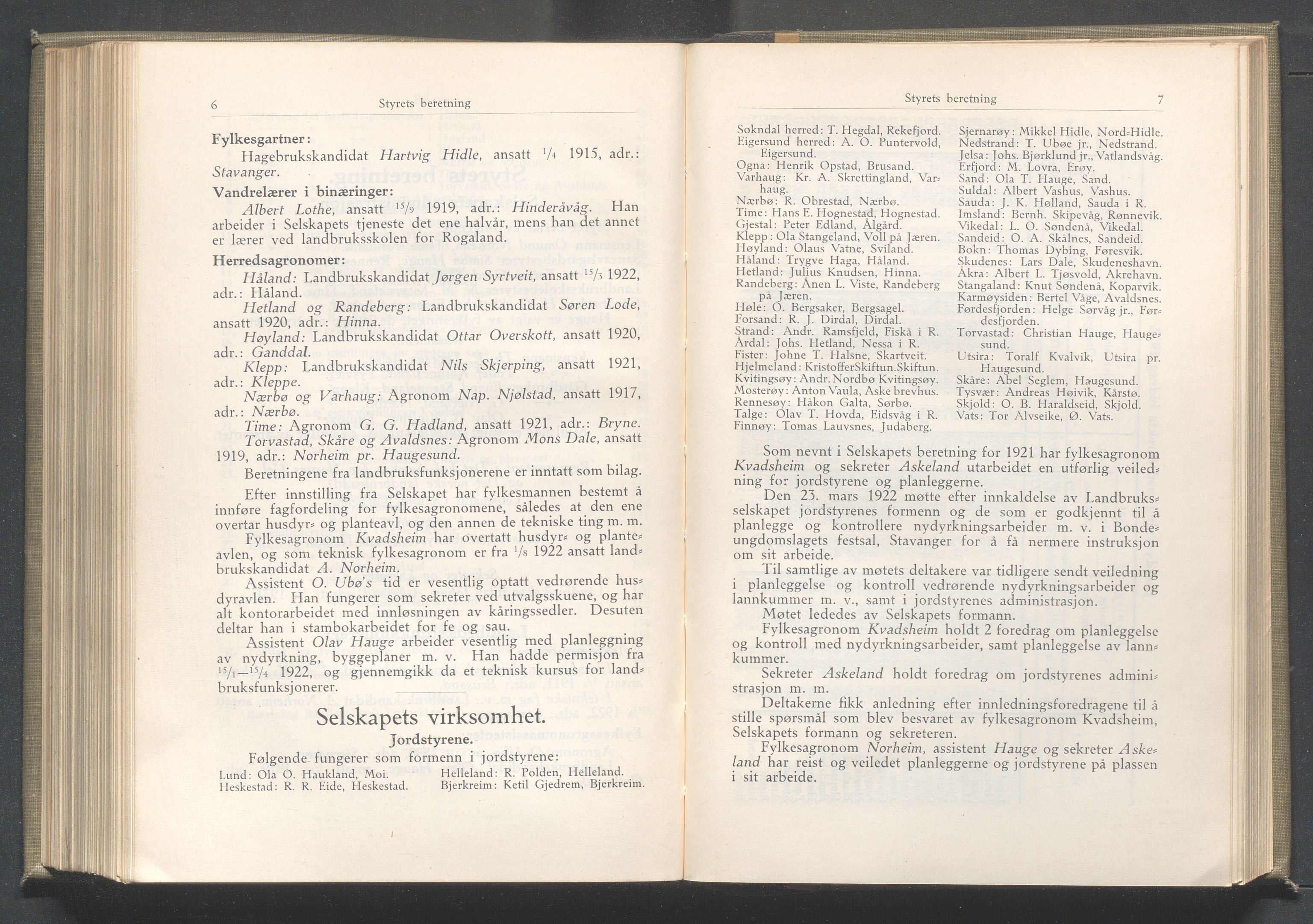 Rogaland fylkeskommune - Fylkesrådmannen , IKAR/A-900/A/Aa/Aaa/L0042: Møtebok , 1923, p. 6-7