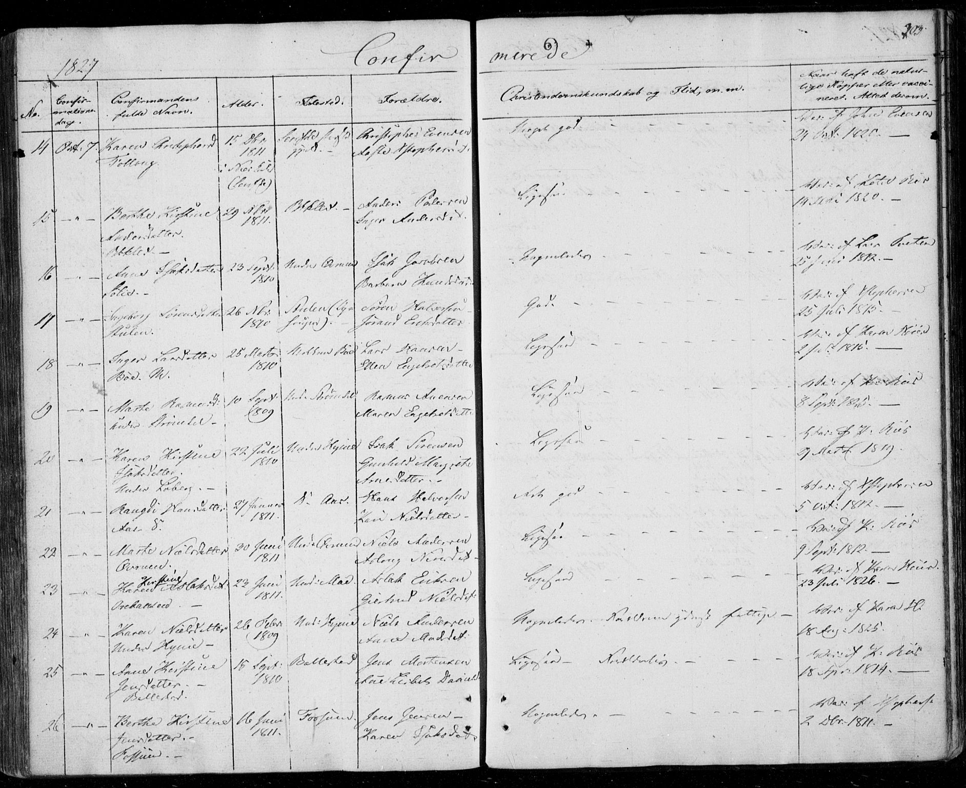 Gjerpen kirkebøker, AV/SAKO-A-265/F/Fa/L0005: Parish register (official) no. I 5, 1823-1829, p. 303