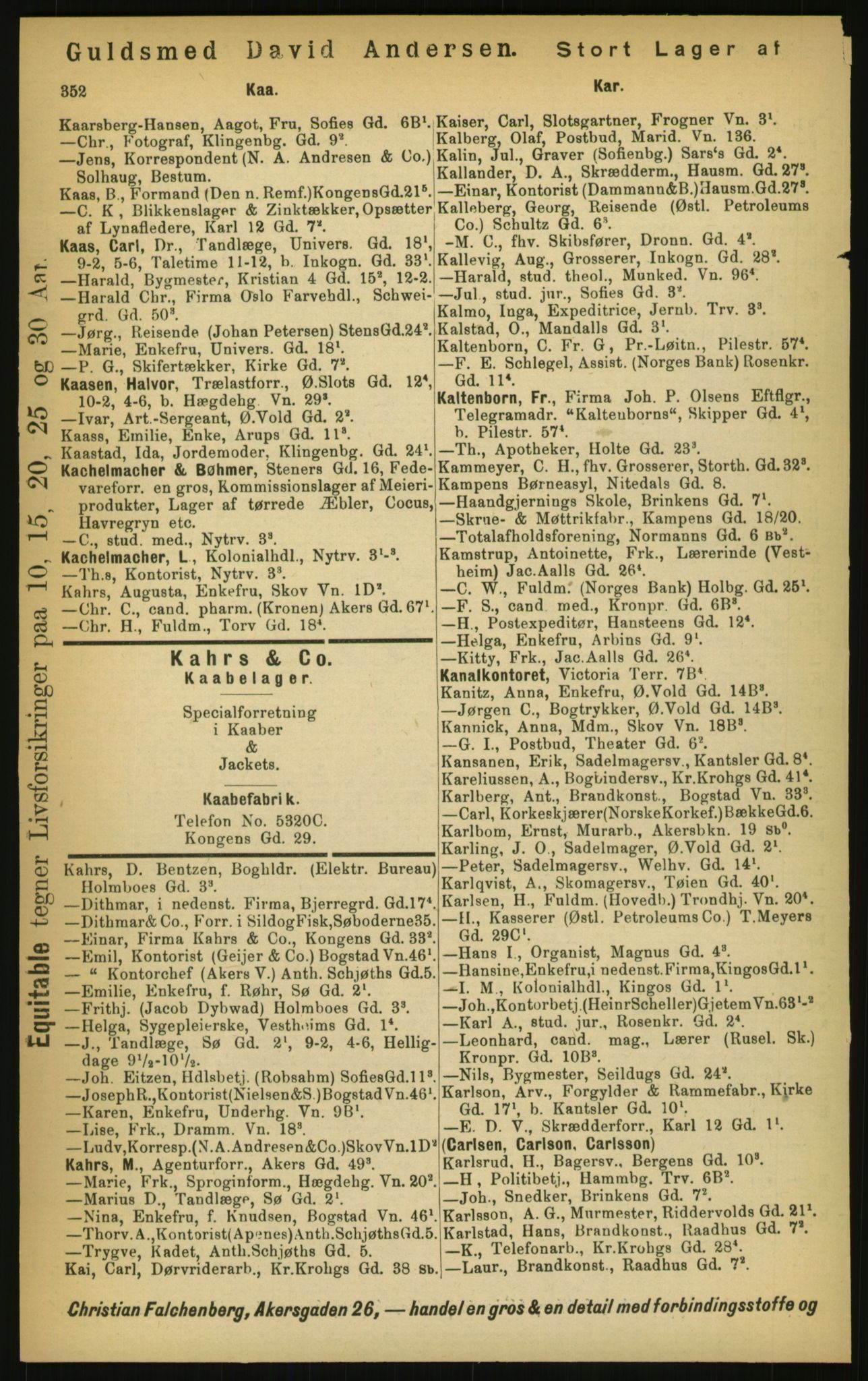 Kristiania/Oslo adressebok, PUBL/-, 1897, p. 352