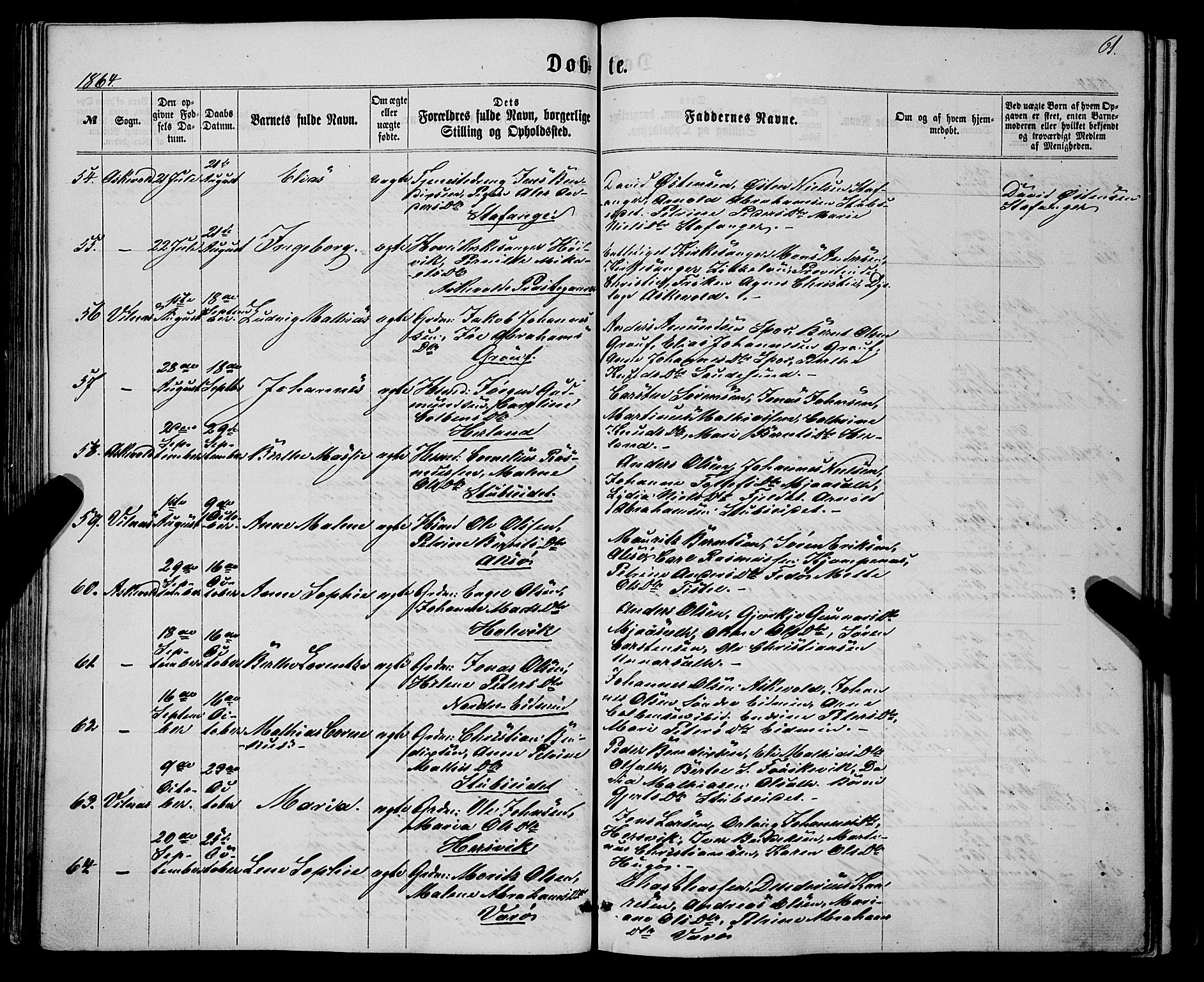 Askvoll sokneprestembete, SAB/A-79501/H/Haa/Haaa/L0012: Parish register (official) no. A 12, 1859-1878, p. 61