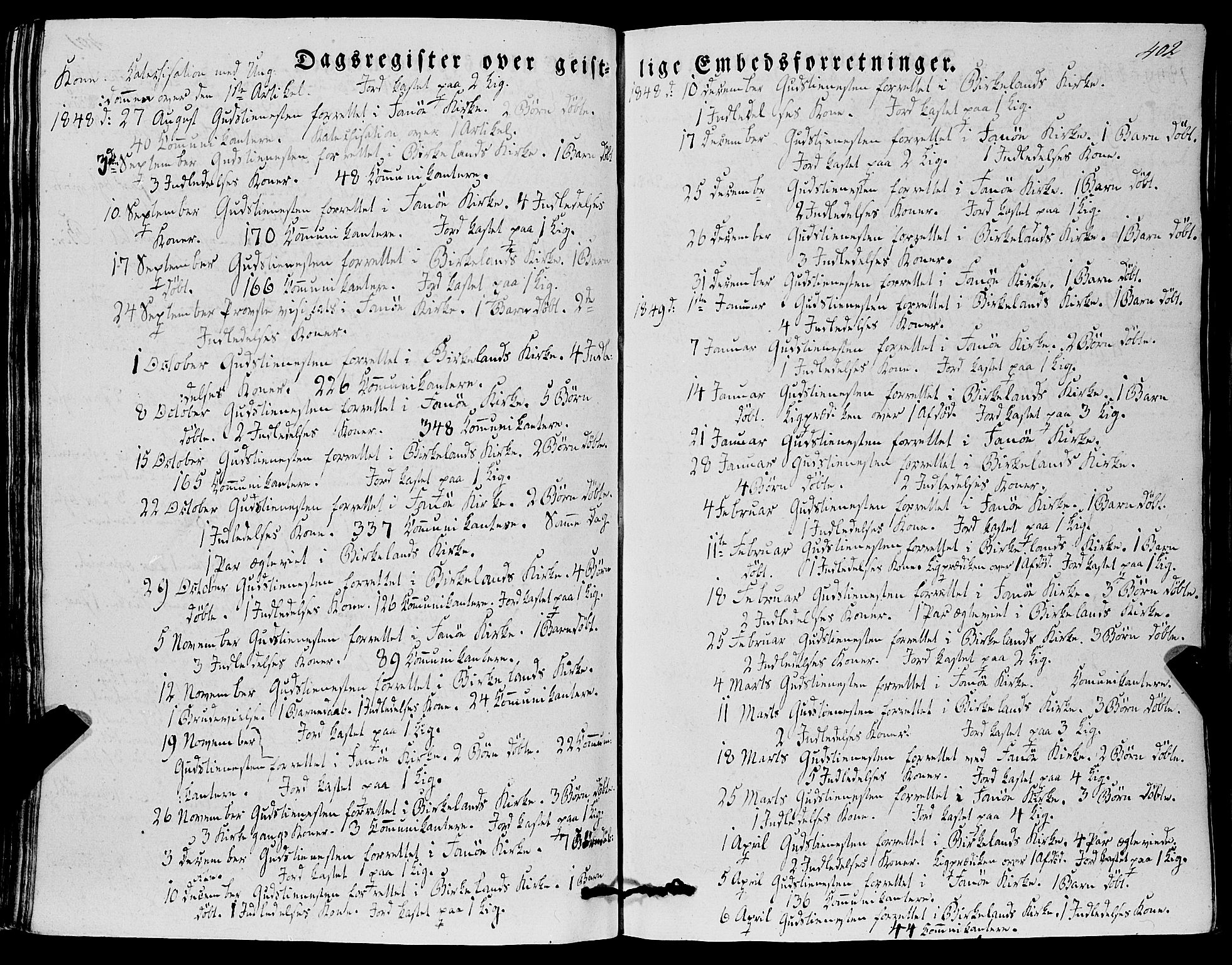 Fana Sokneprestembete, SAB/A-75101/H/Haa/Haaa/L0008: Parish register (official) no. A 8, 1829-1851, p. 402