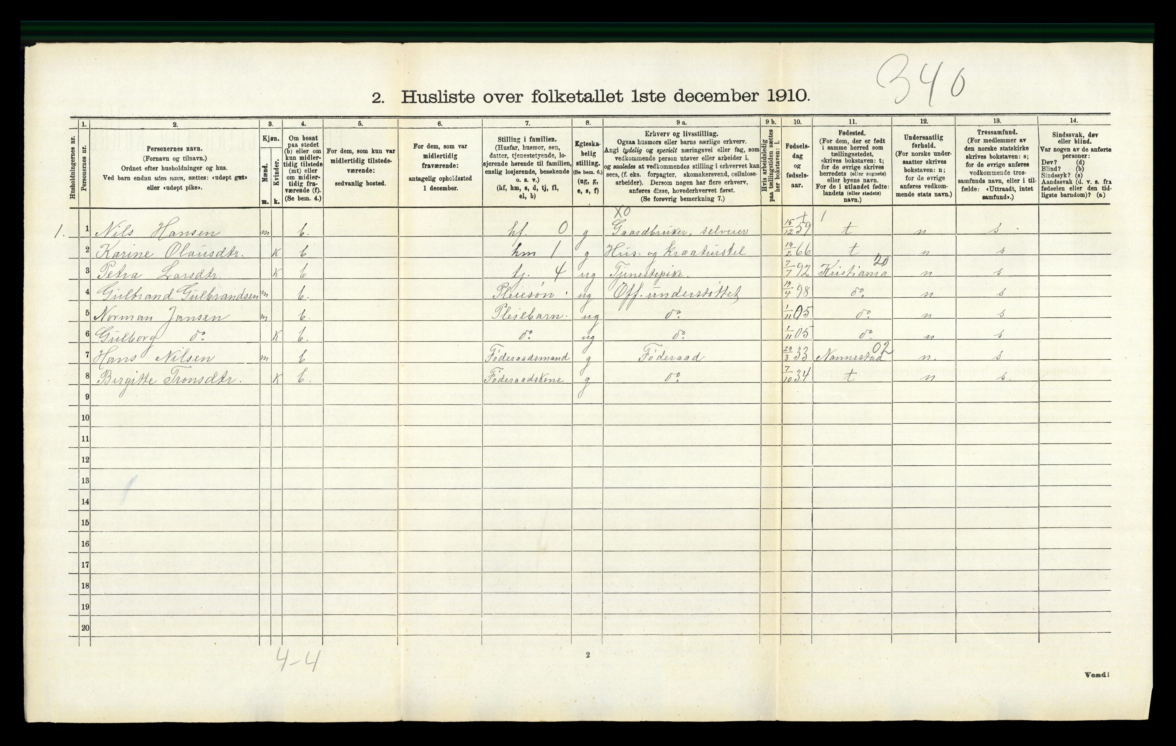 RA, 1910 census for Gjerdrum, 1910, p. 150