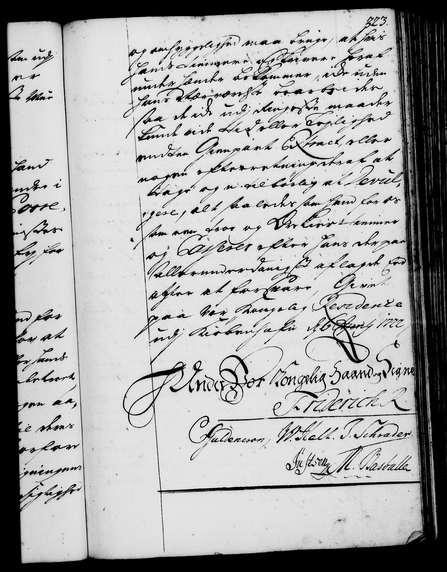 Rentekammeret, Kammerkanselliet, RA/EA-3111/G/Gg/Ggi/L0001: Norsk instruksjonsprotokoll med register (merket RK 53.34), 1720-1729, p. 323