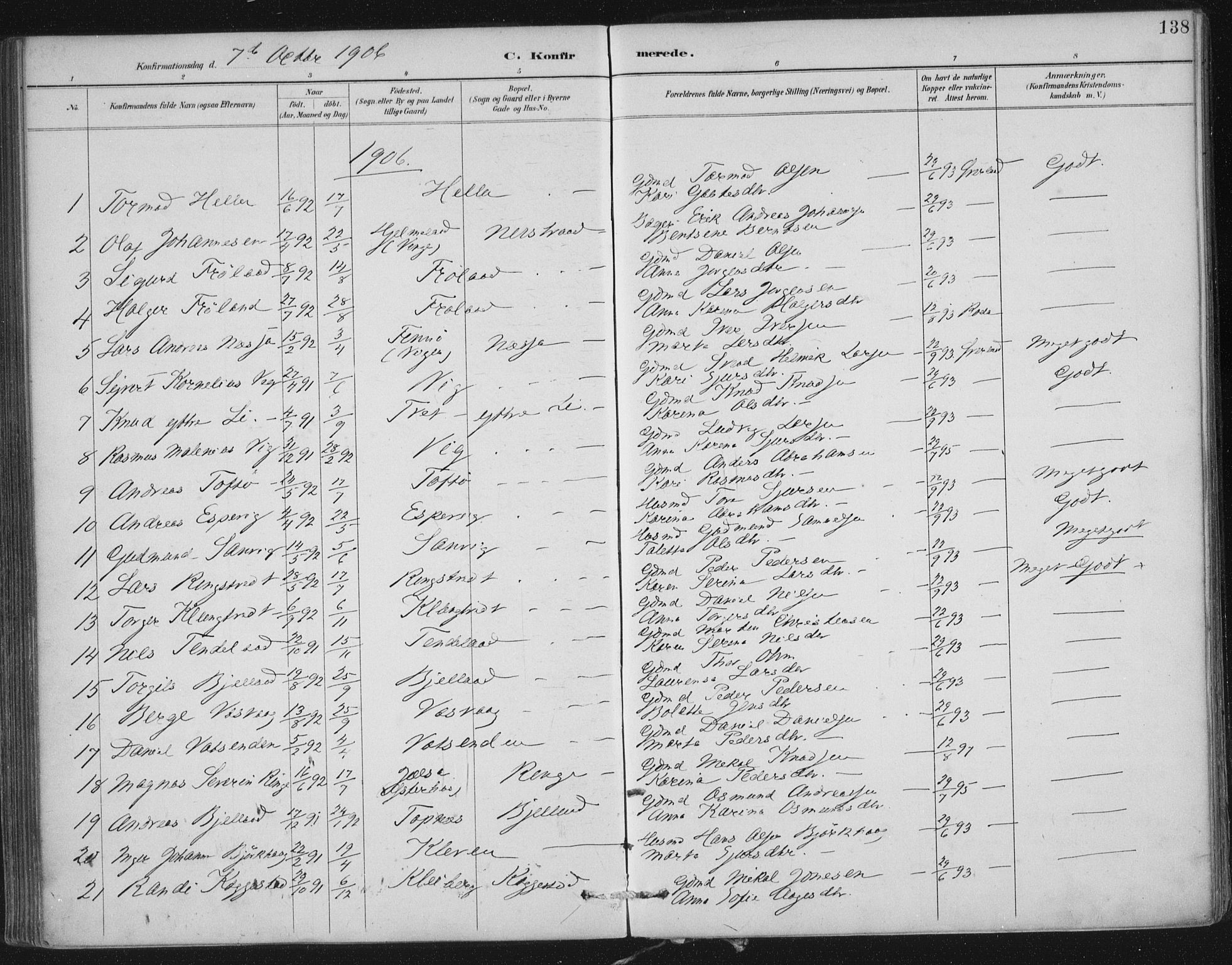 Nedstrand sokneprestkontor, SAST/A-101841/01/IV: Parish register (official) no. A 12, 1887-1915, p. 138