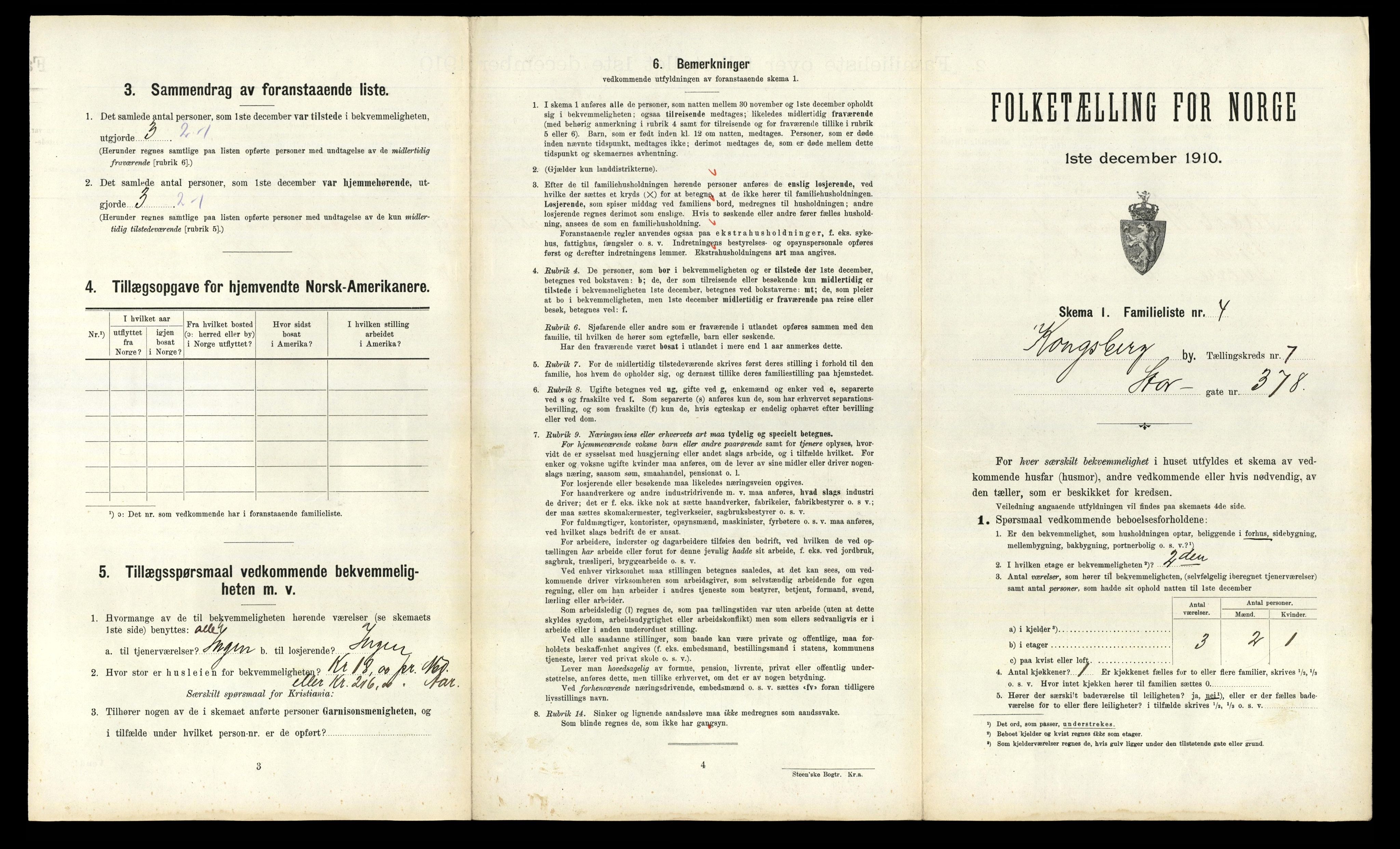 RA, 1910 census for Kongsberg, 1910, p. 3286