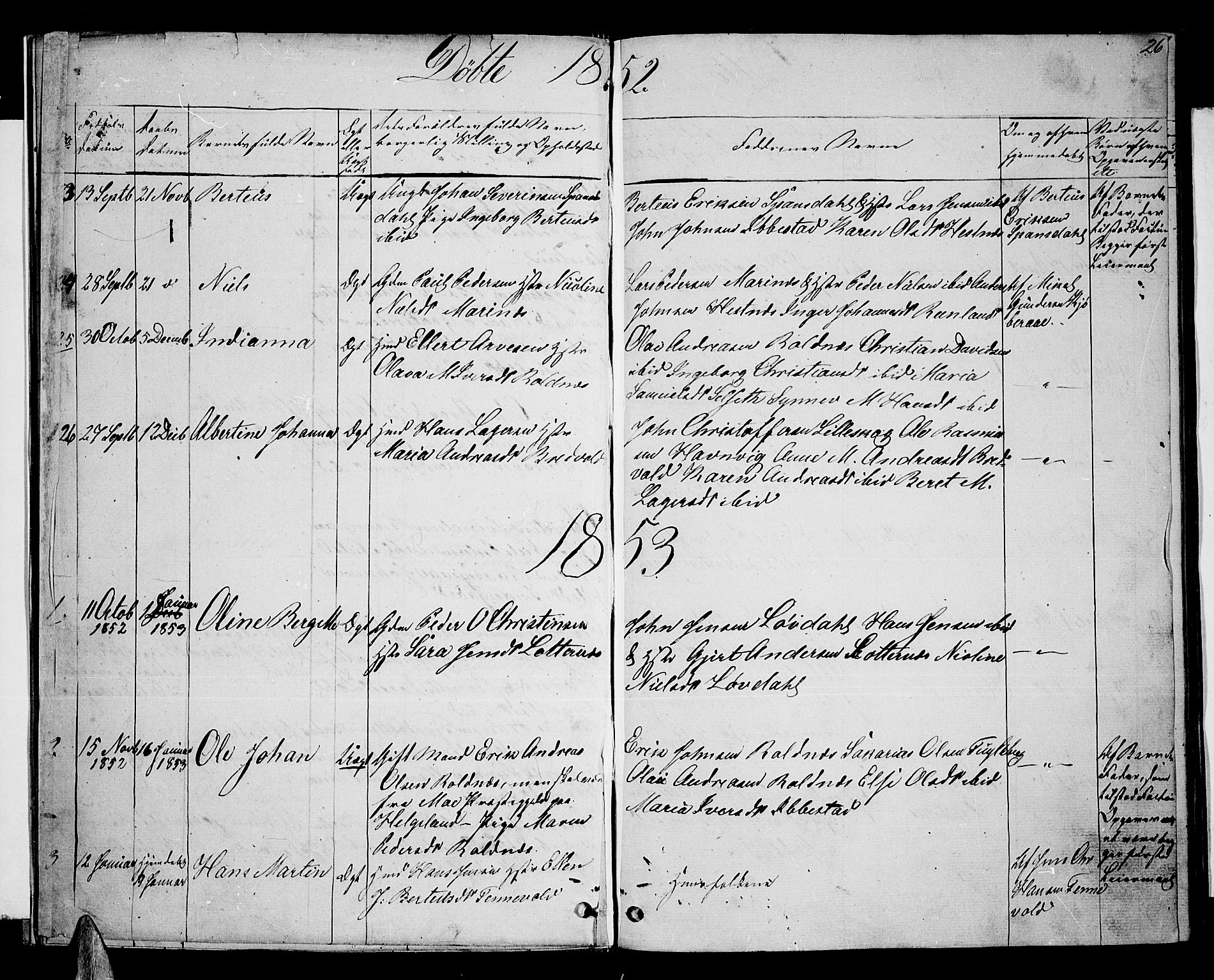 Ibestad sokneprestembete, SATØ/S-0077/H/Ha/Hab/L0004klokker: Parish register (copy) no. 4, 1852-1860, p. 25-26